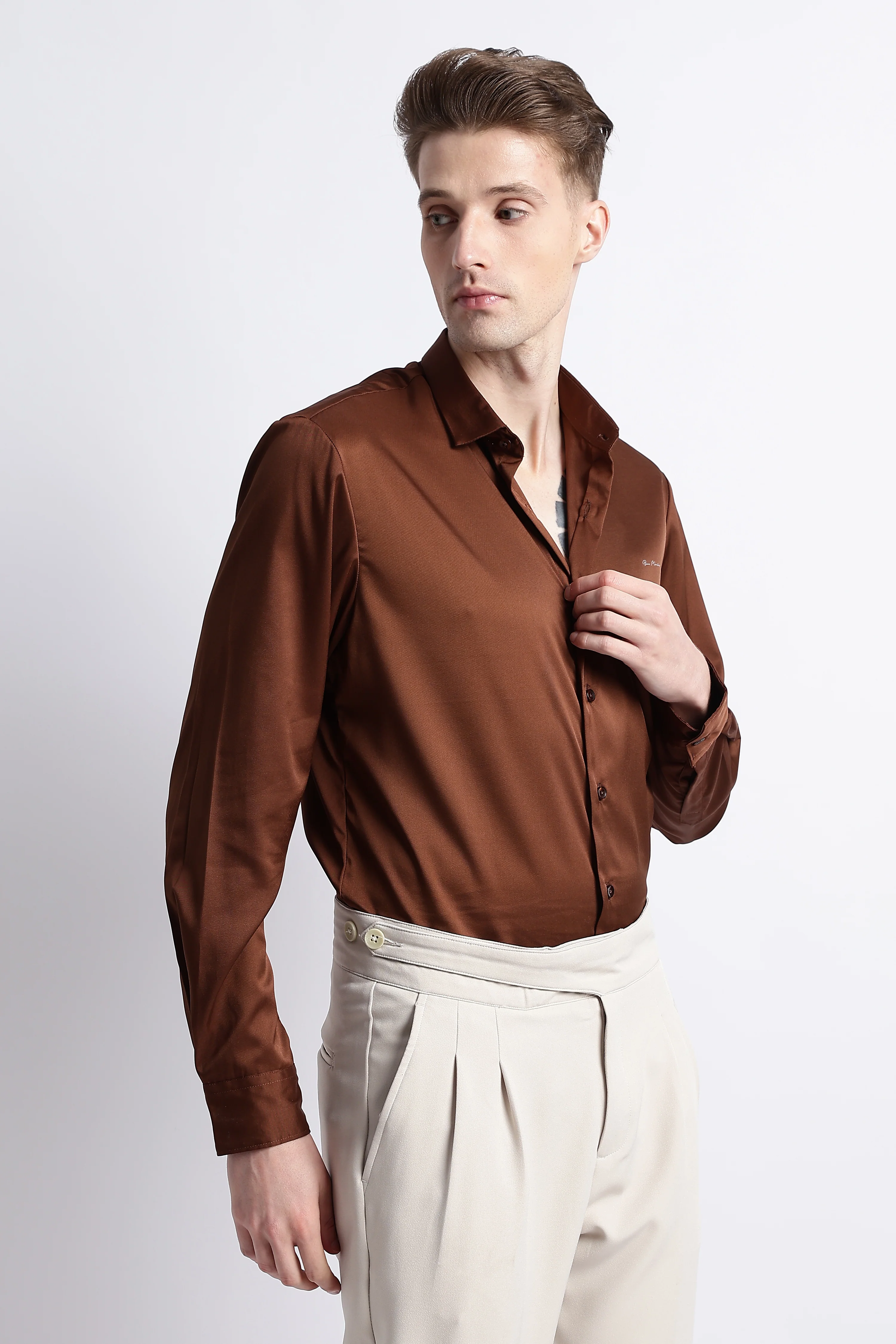 Men Smooth Satin Party Shirt - Image 10