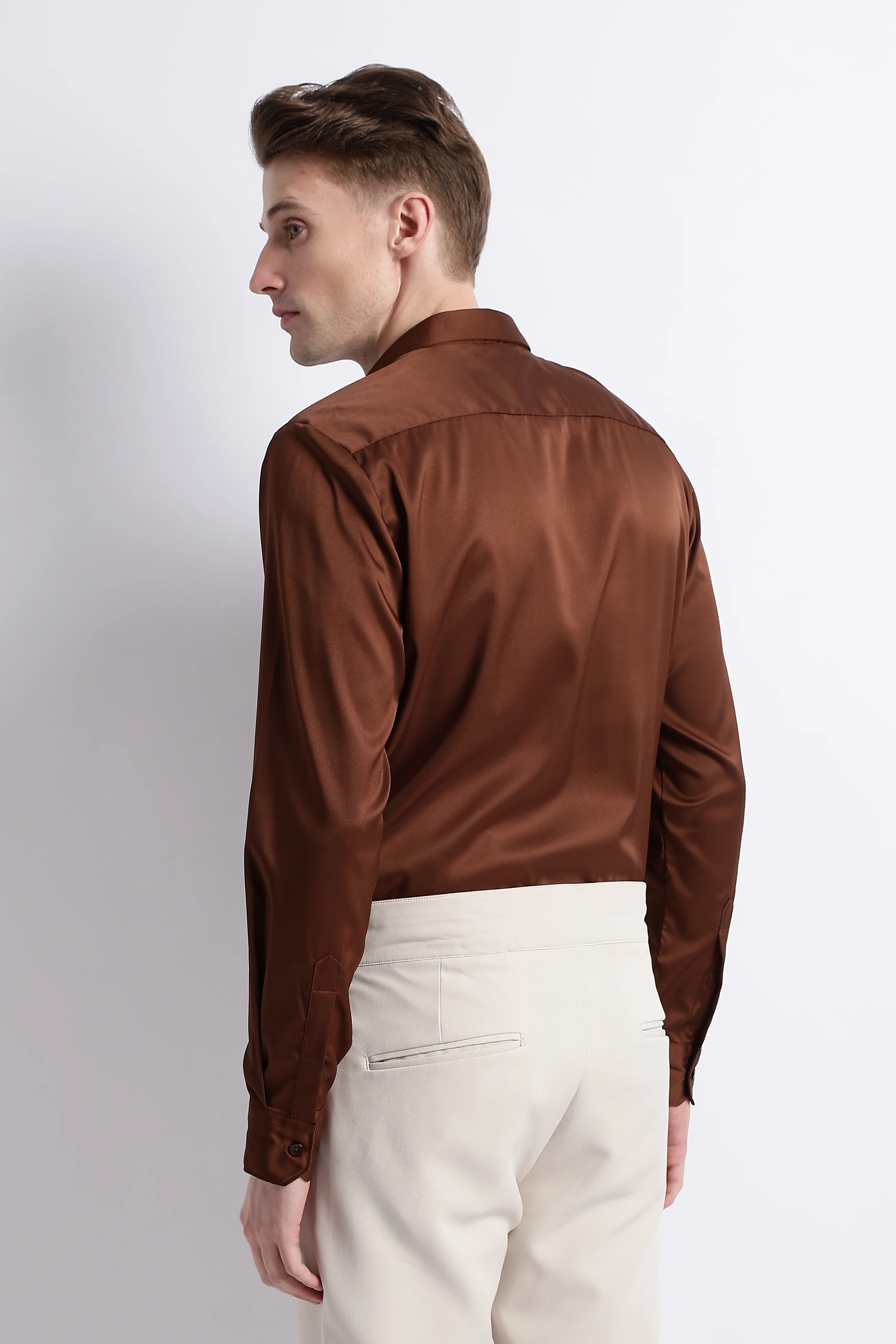 Men Smooth Satin Party Shirt - Image 3