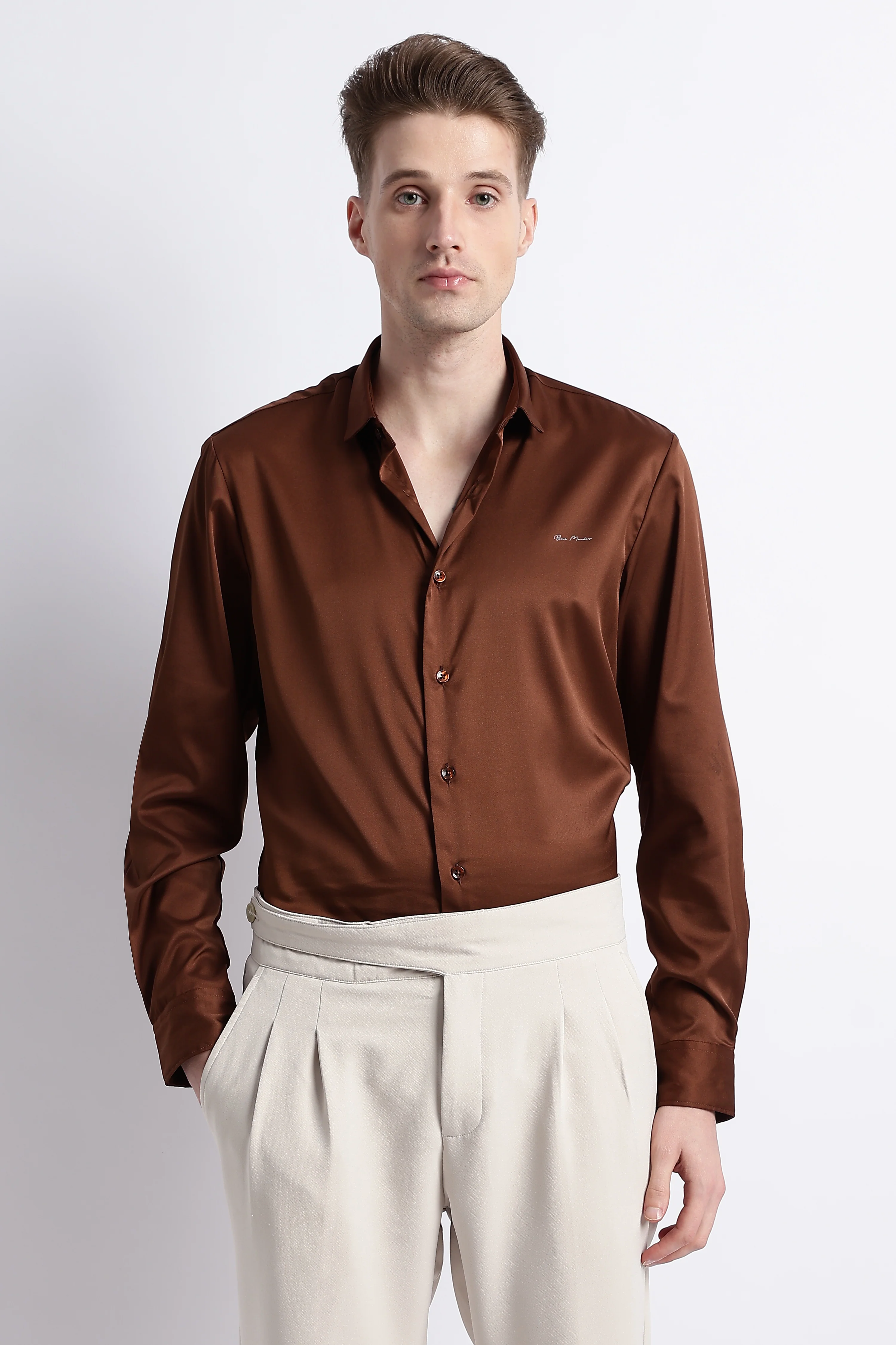 Men Smooth Satin Party Shirt - Image 5