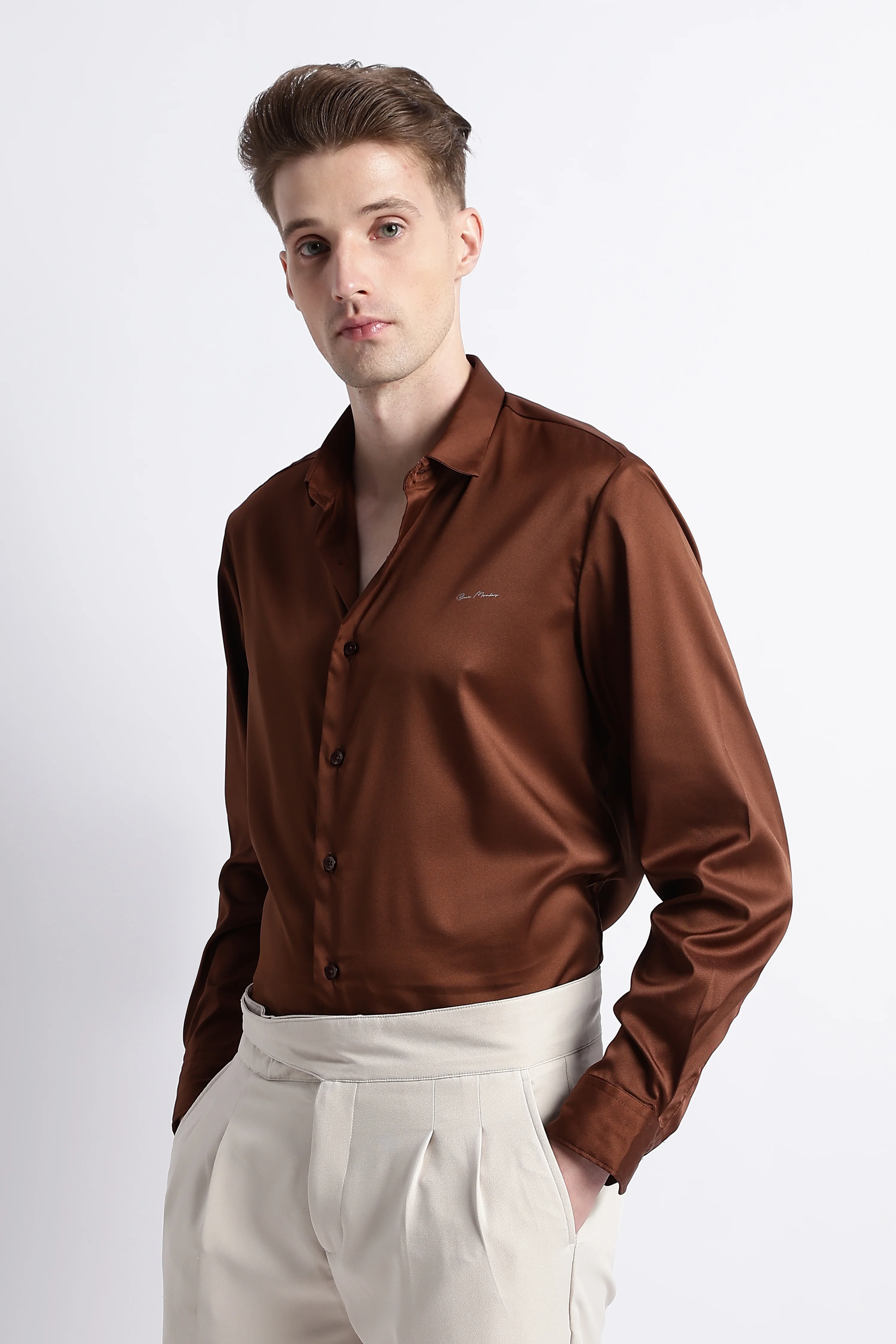 Men Smooth Satin Party Shirt - Image 6