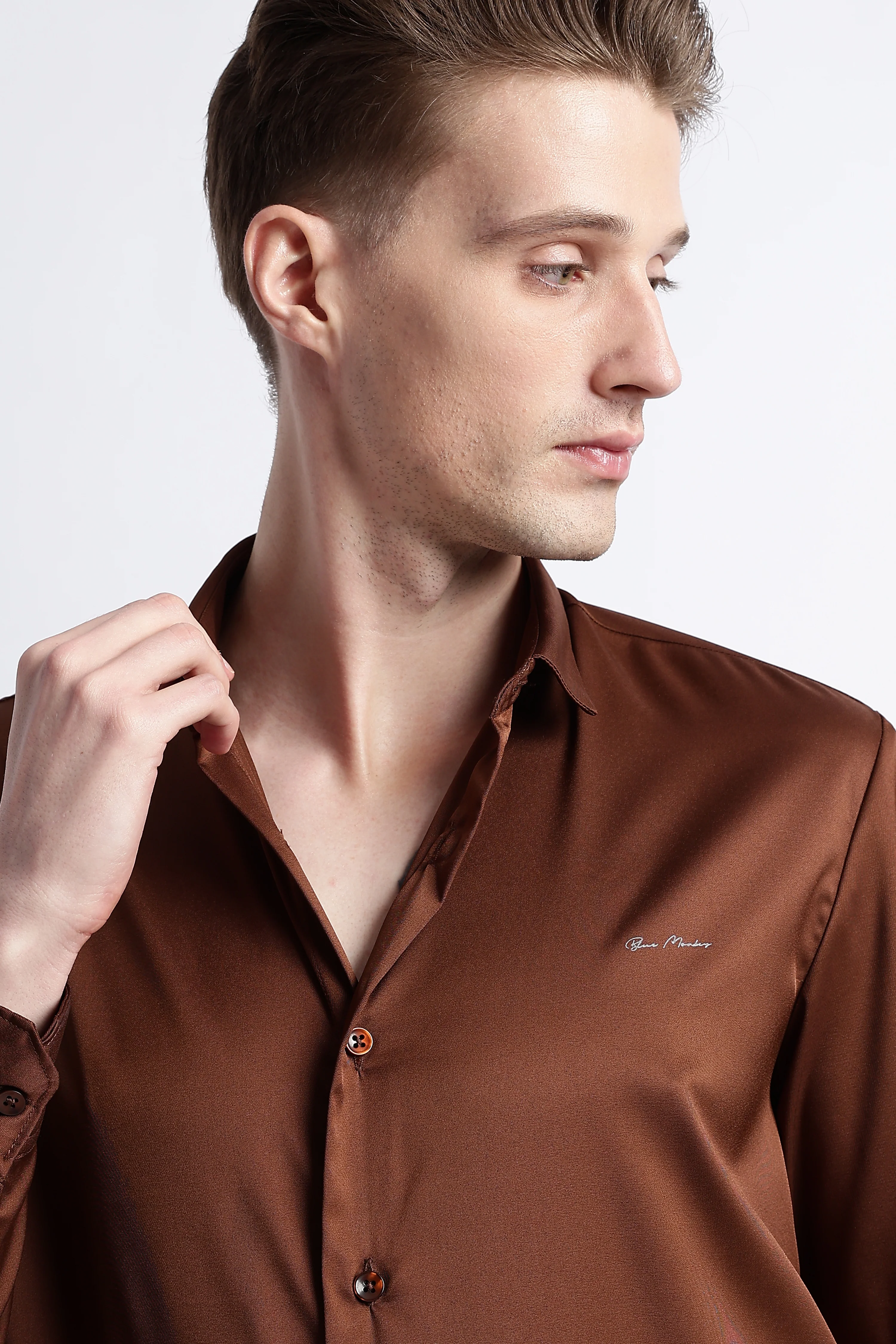 Men Smooth Satin Party Shirt - Image 8