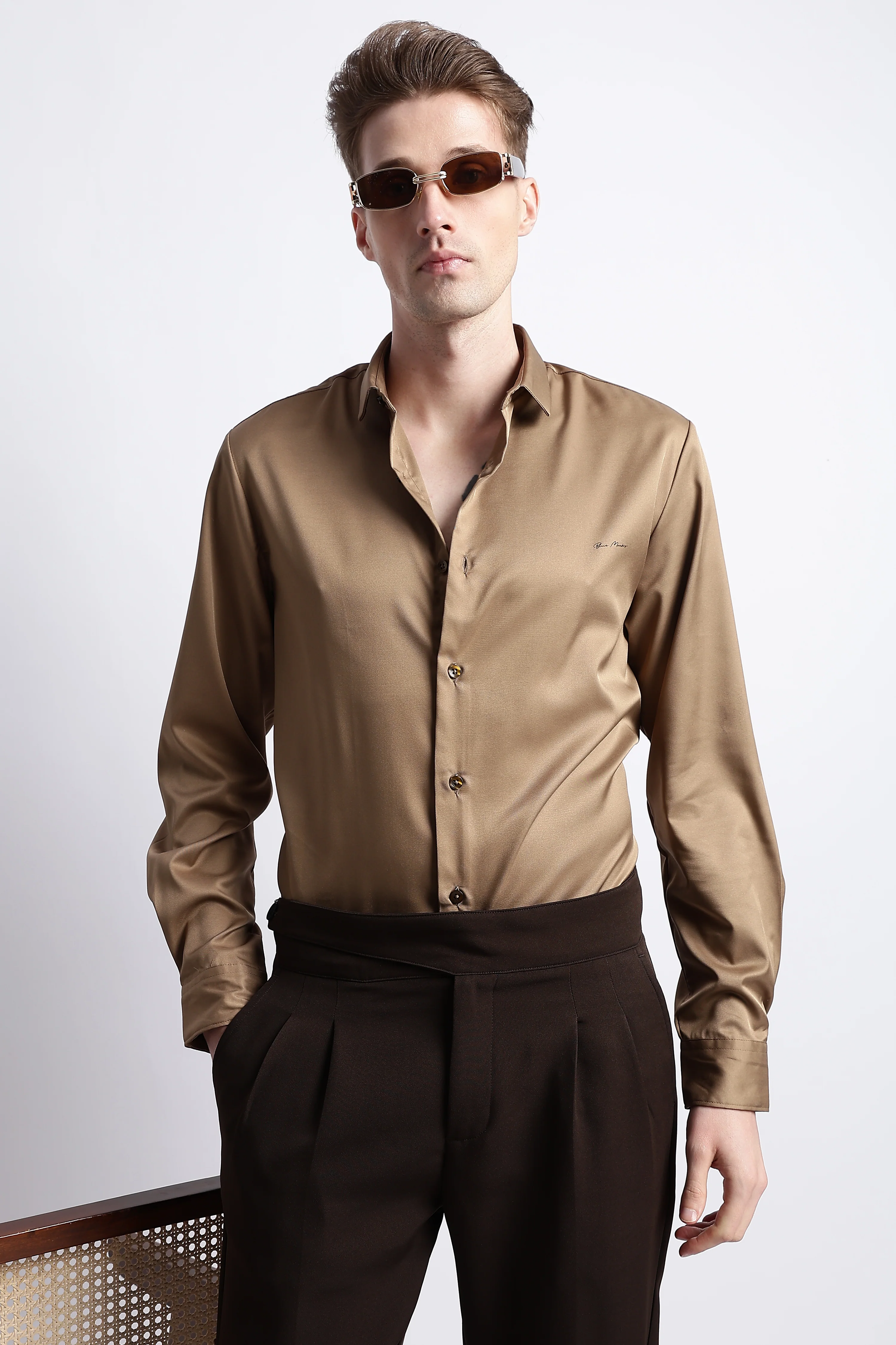 Men Smooth Satin Party Shirt - Image 4