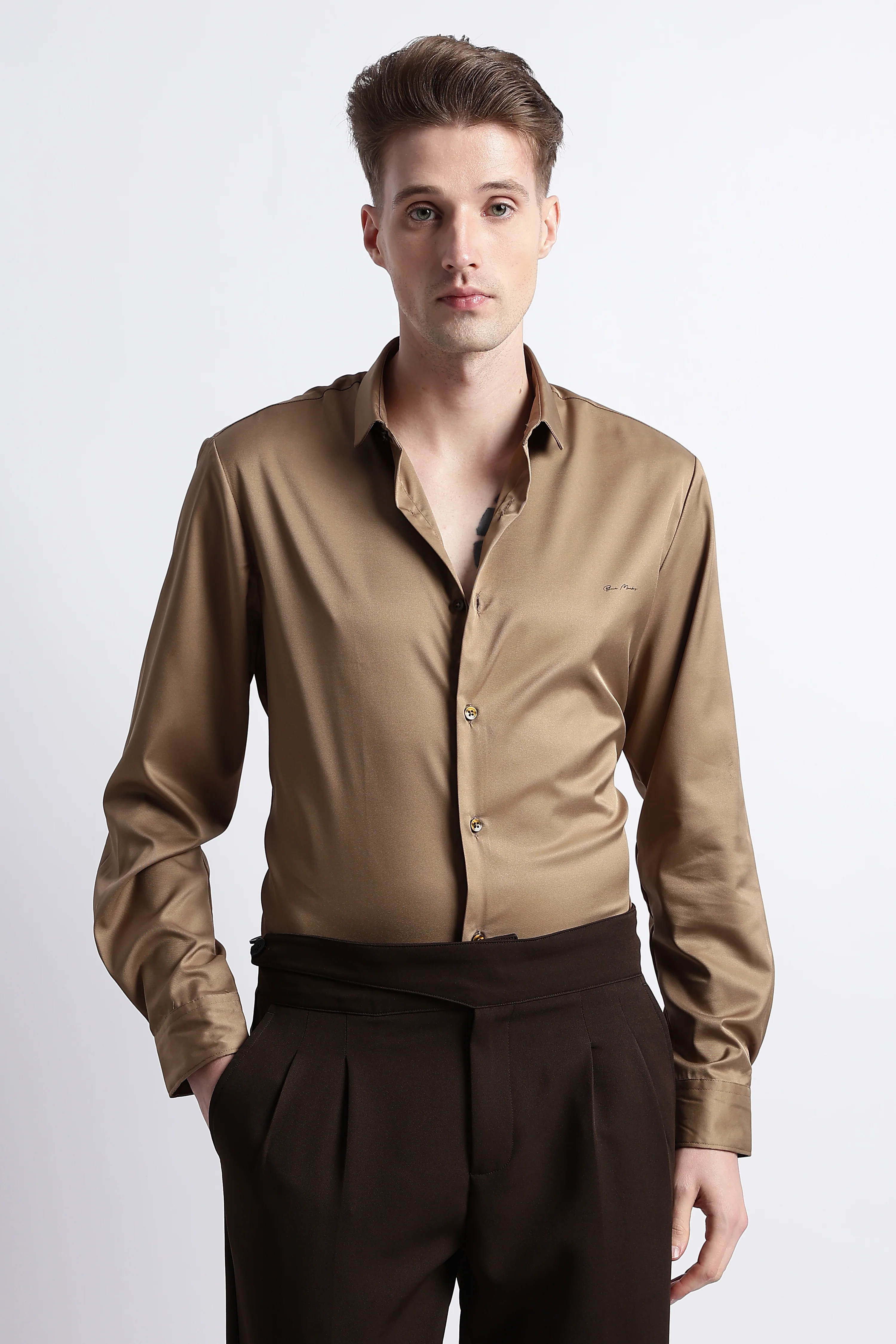 Men Smooth Satin Party Shirt - Image 8