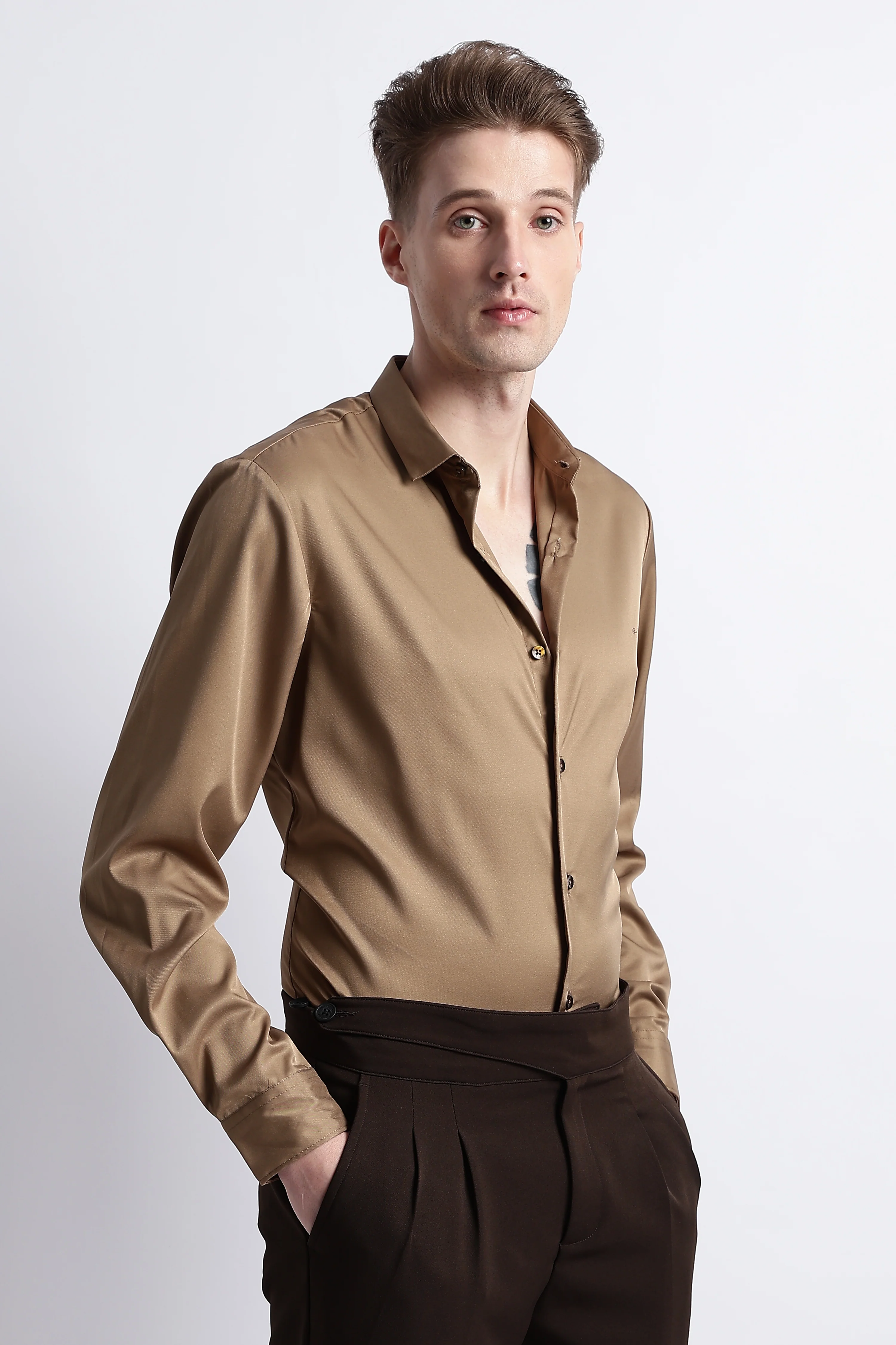 Men Smooth Satin Party Shirt - Image 9