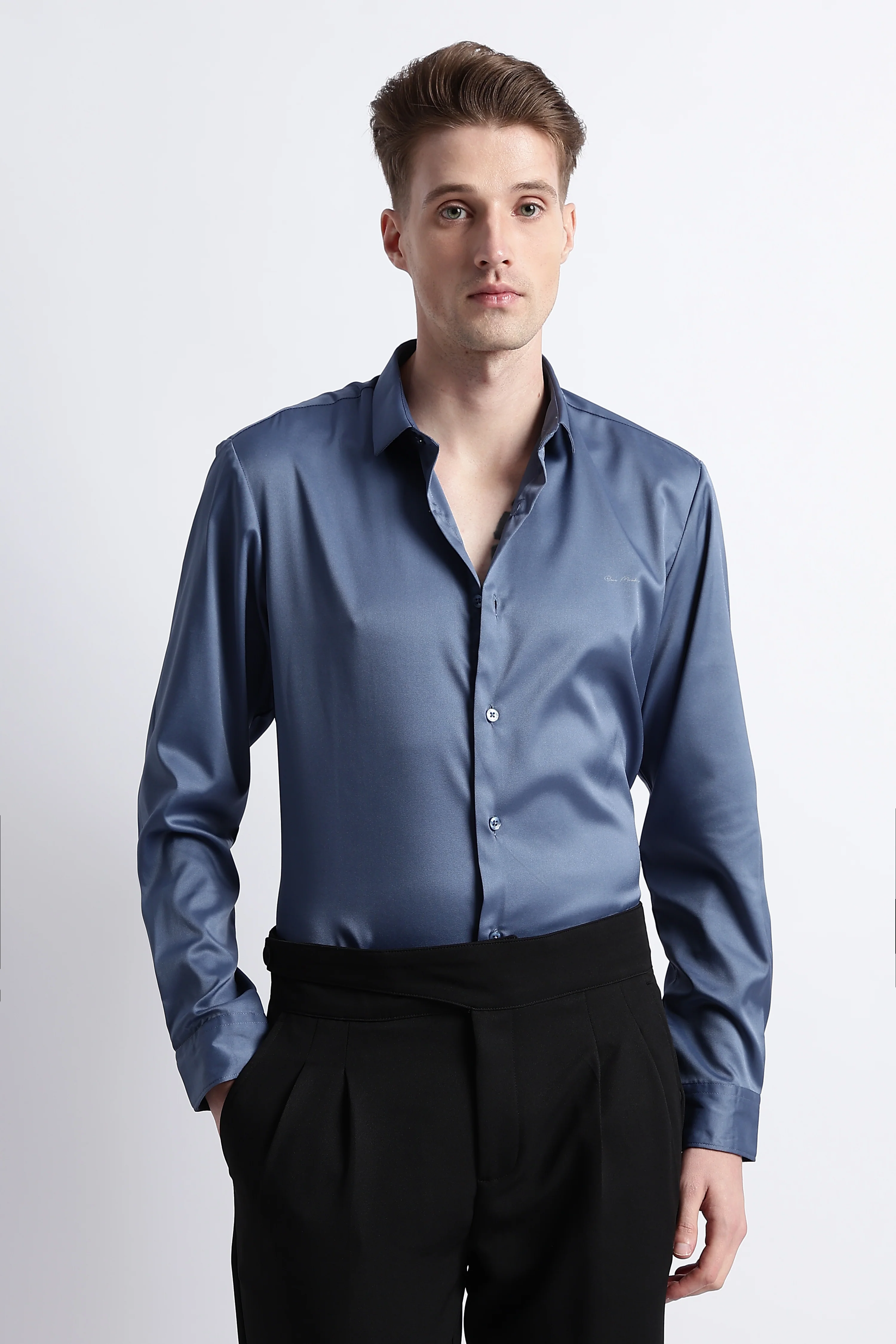 Men Smooth Satin Party Shirt - Image 5