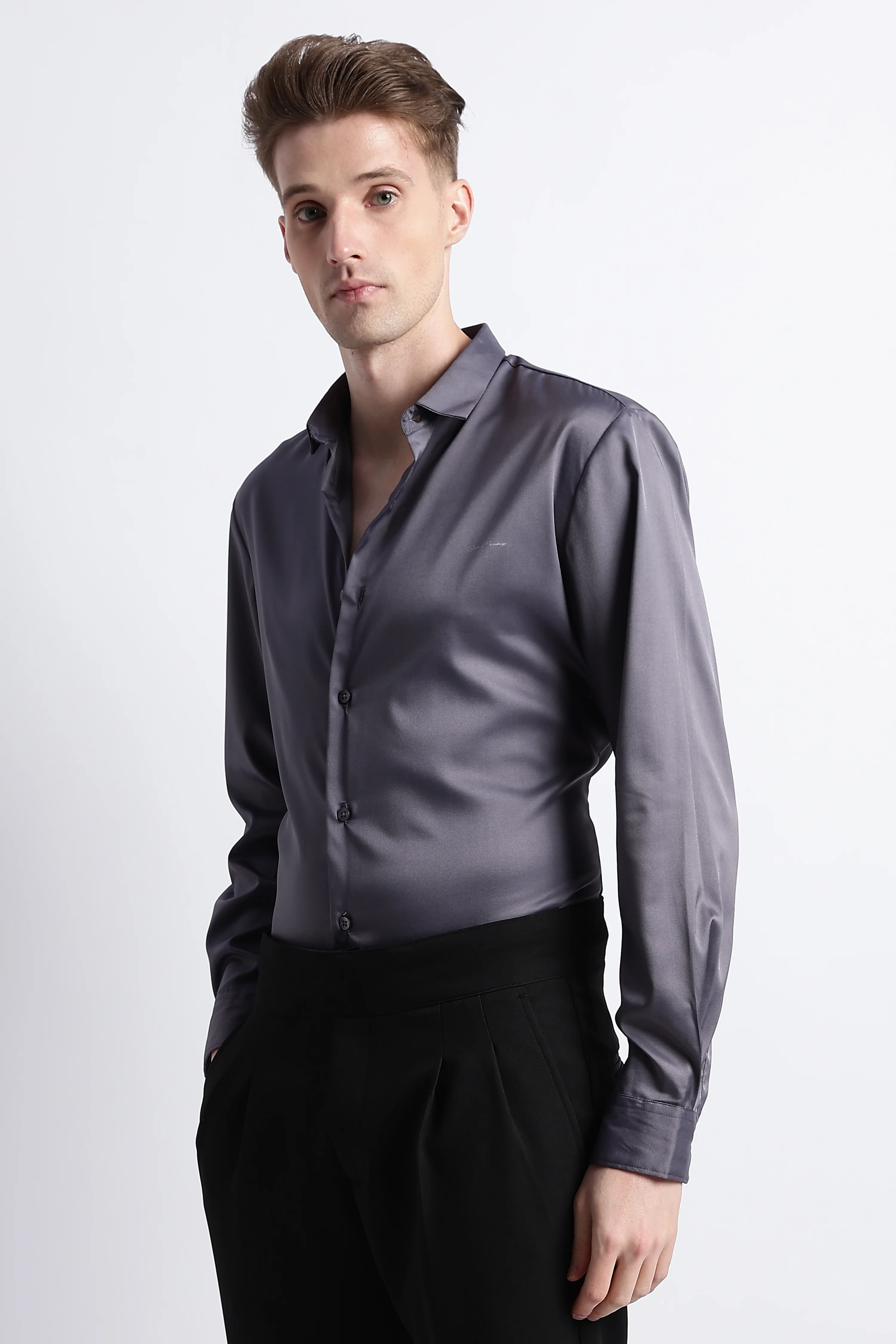 Men Smooth Satin Party Shirt - Image 2