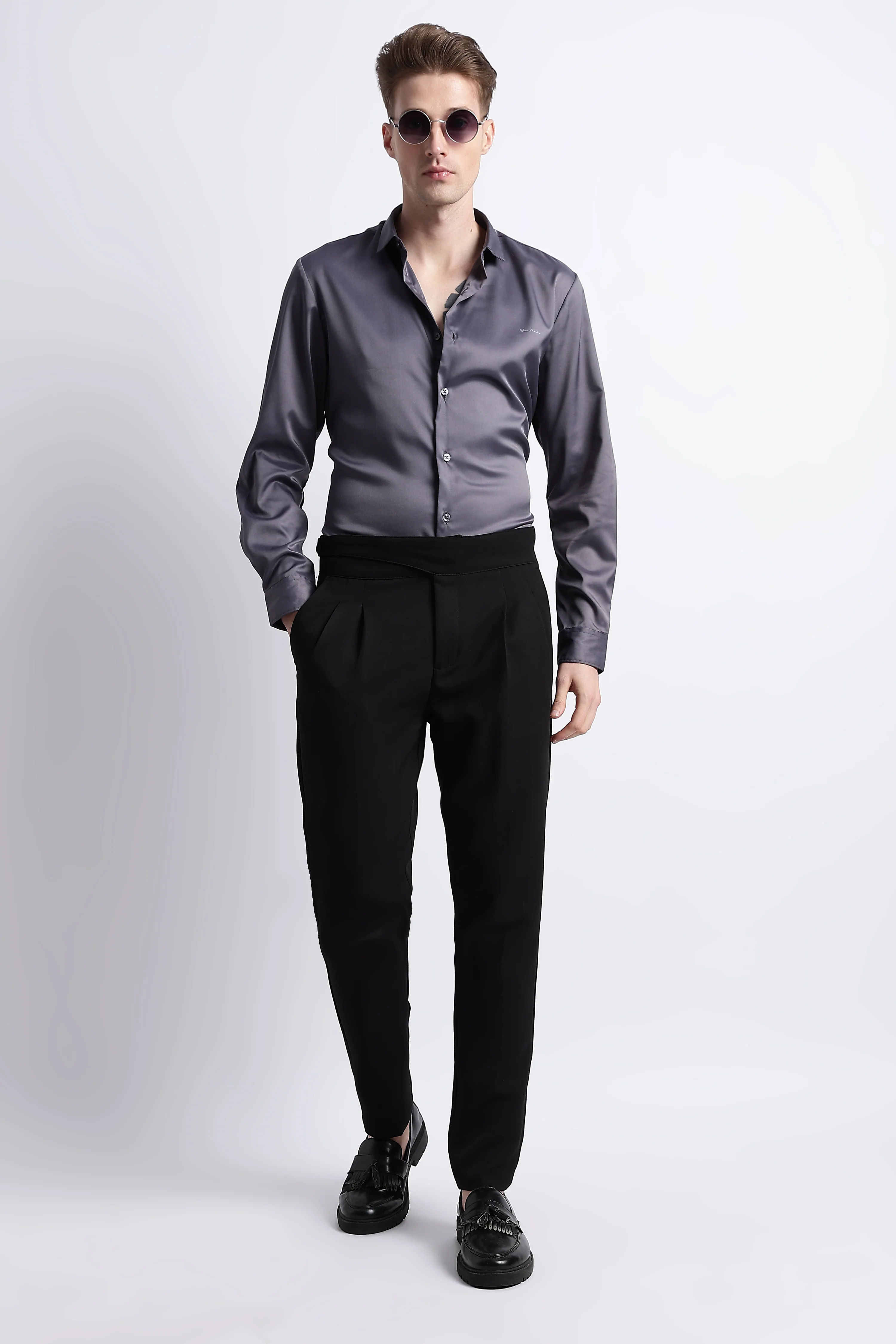 Men Smooth Satin Party Shirt - Image 3