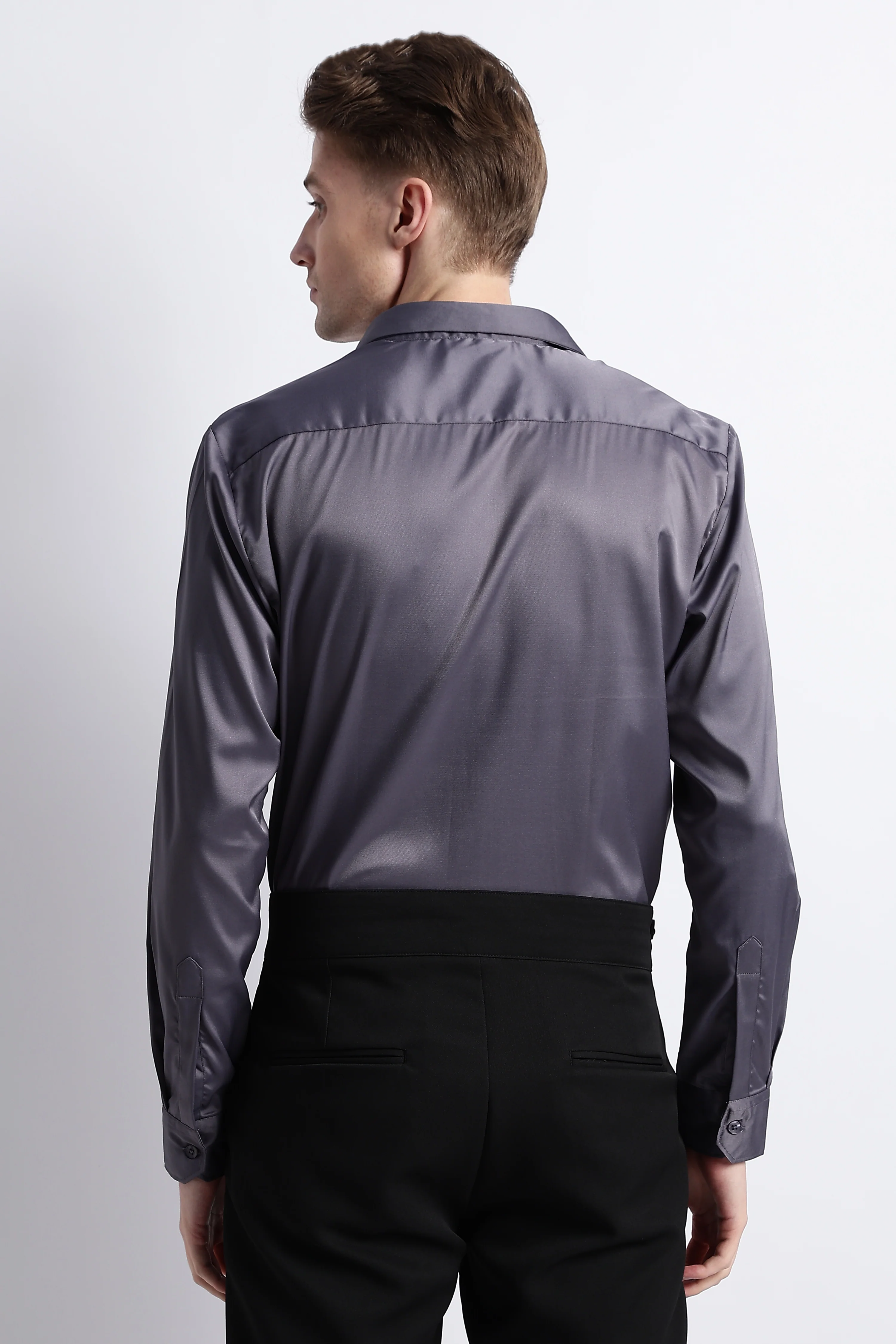 Men Smooth Satin Party Shirt - Image 4