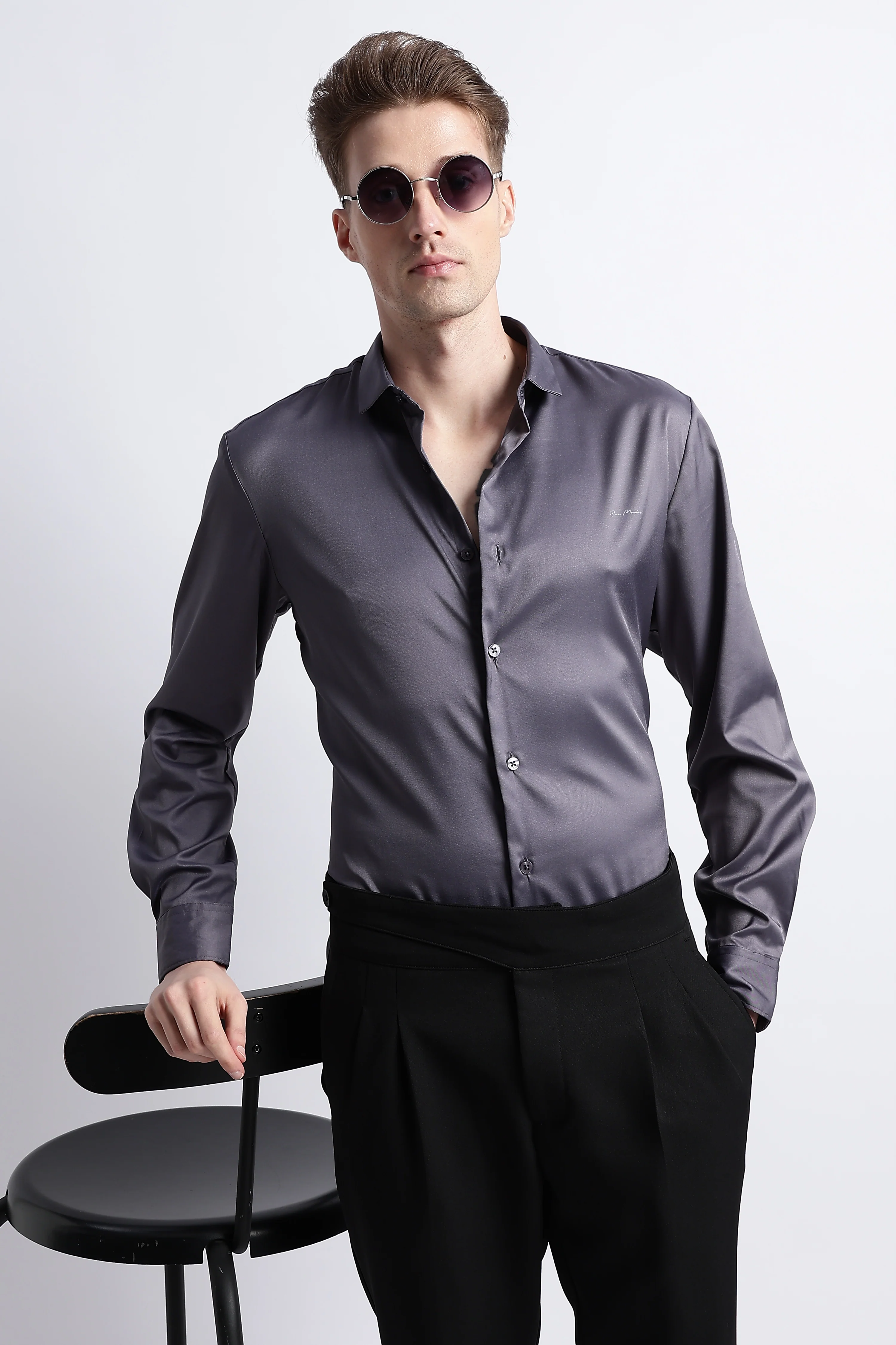 Men Smooth Satin Party Shirt - Image 7