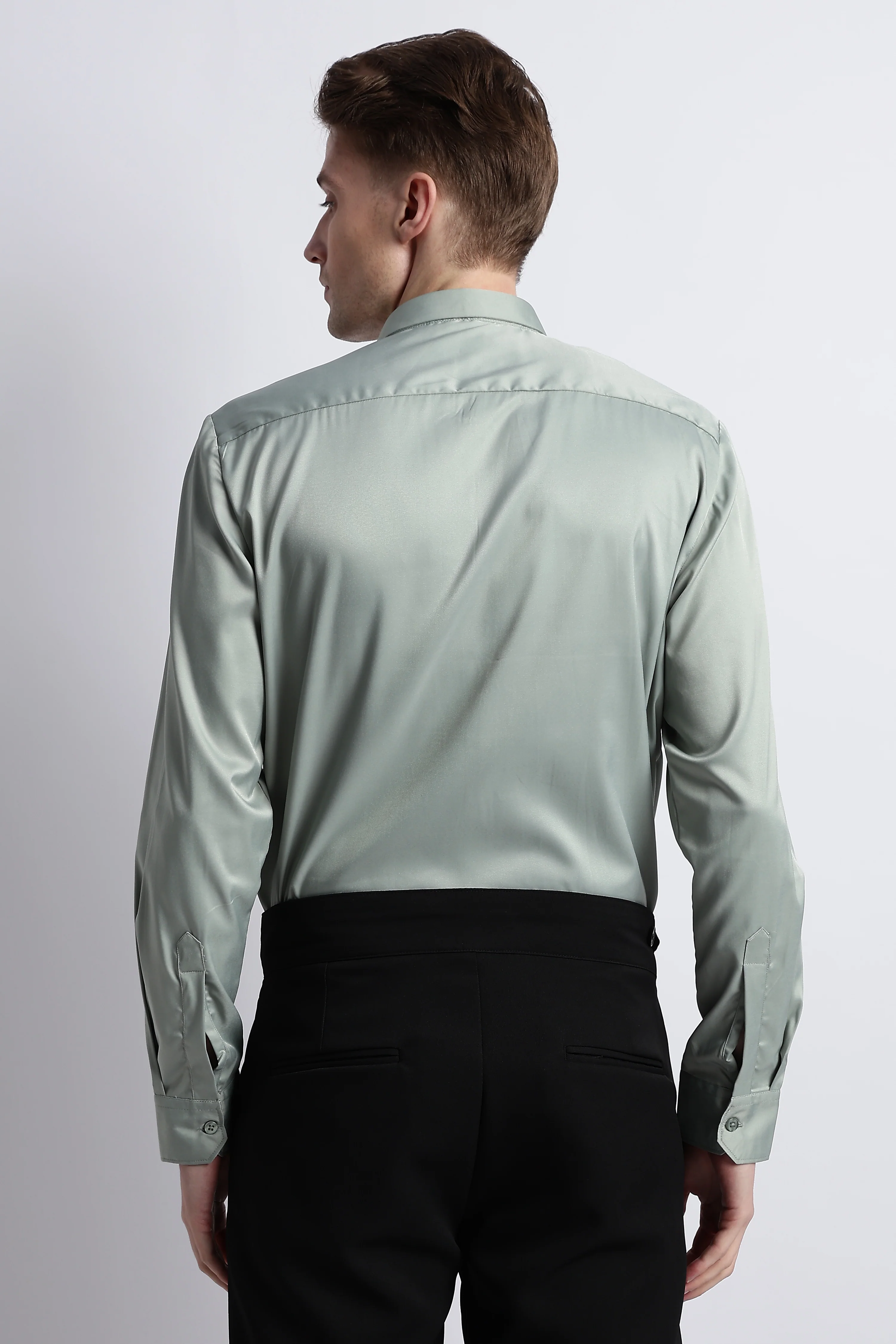 Men Smooth Satin Party Shirt - Image 4