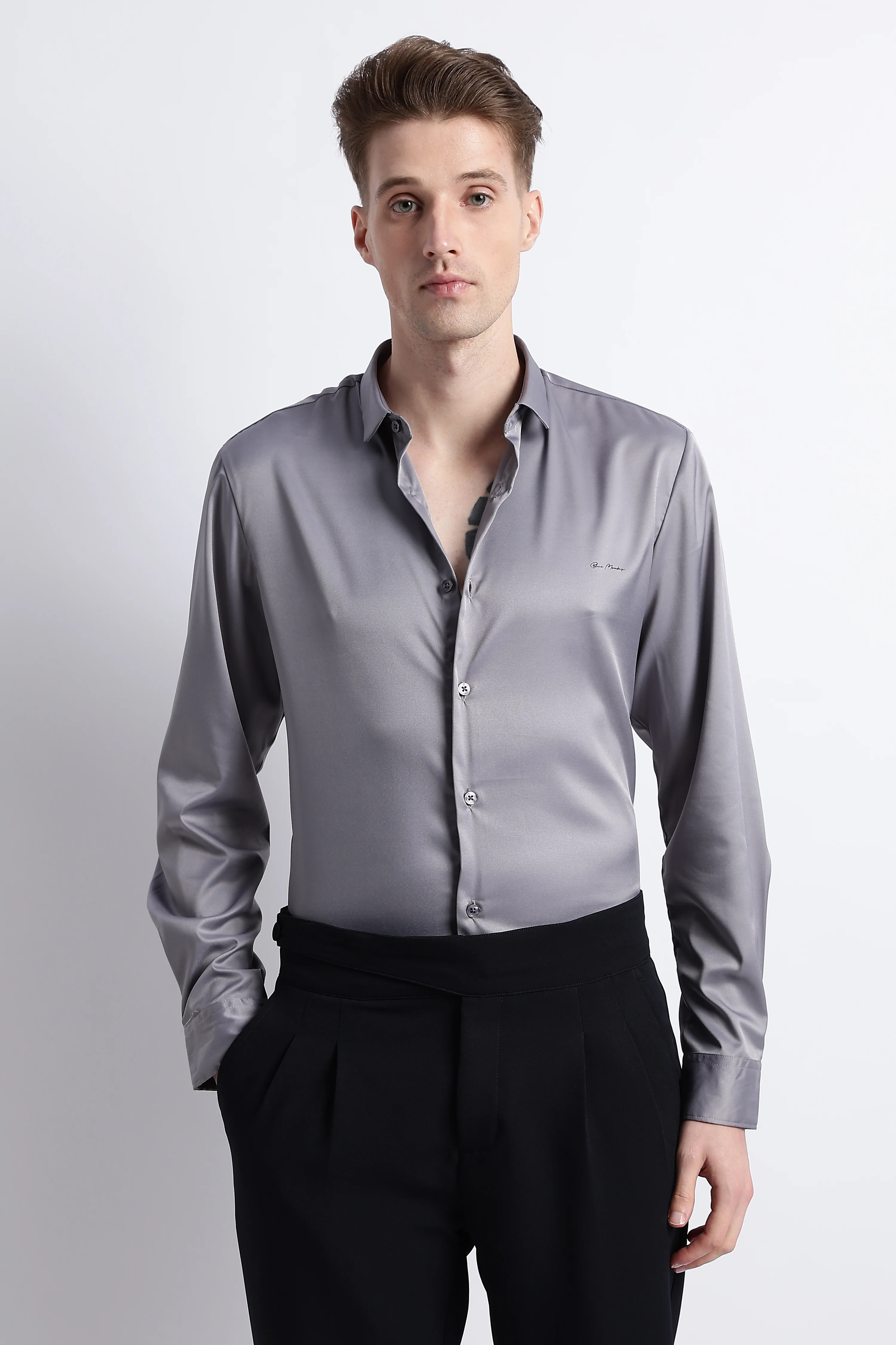 Men Smooth Satin Party Shirt - Image 5