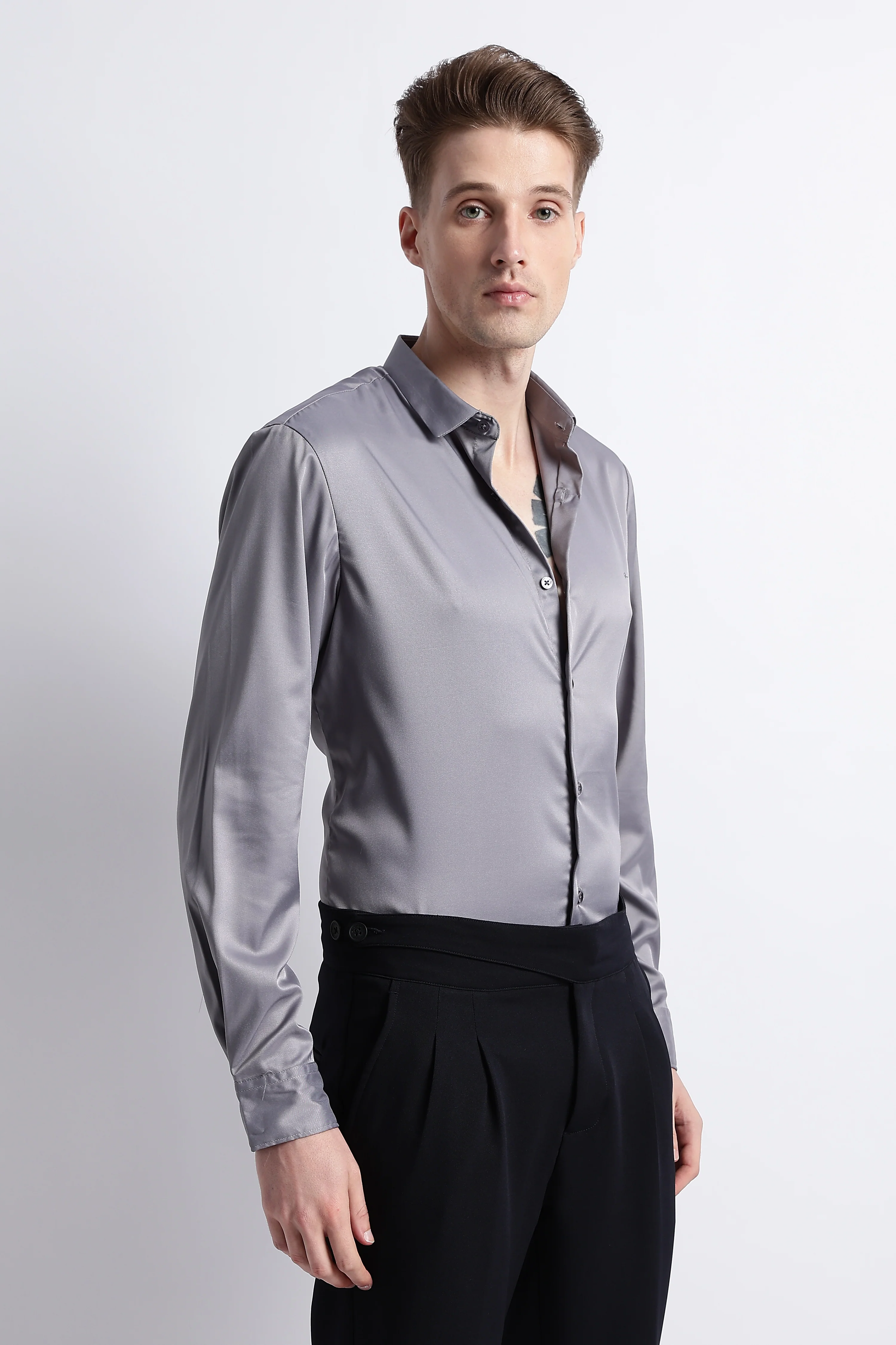 Men Smooth Satin Party Shirt - Image 7