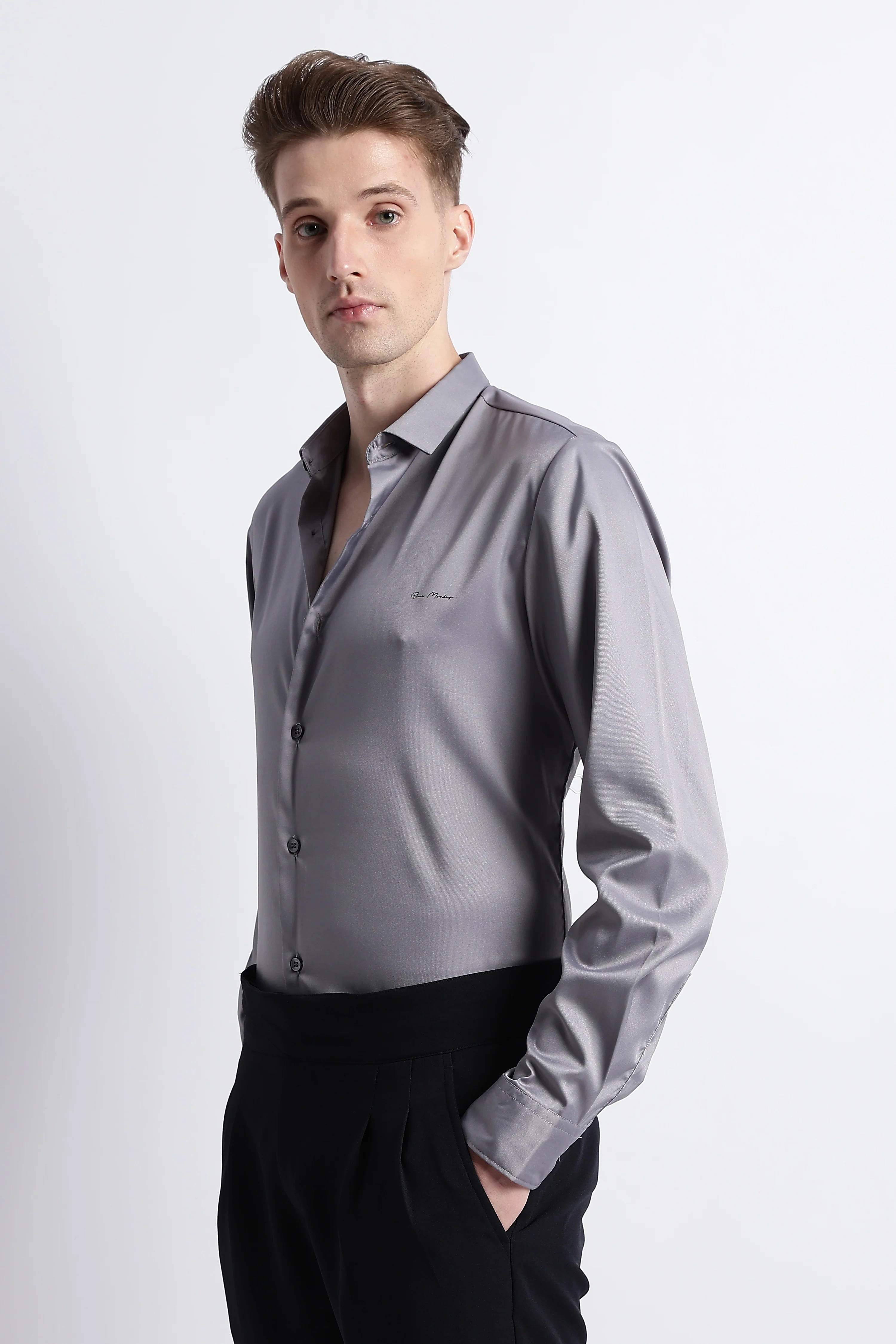 Men Smooth Satin Party Shirt - Image 8