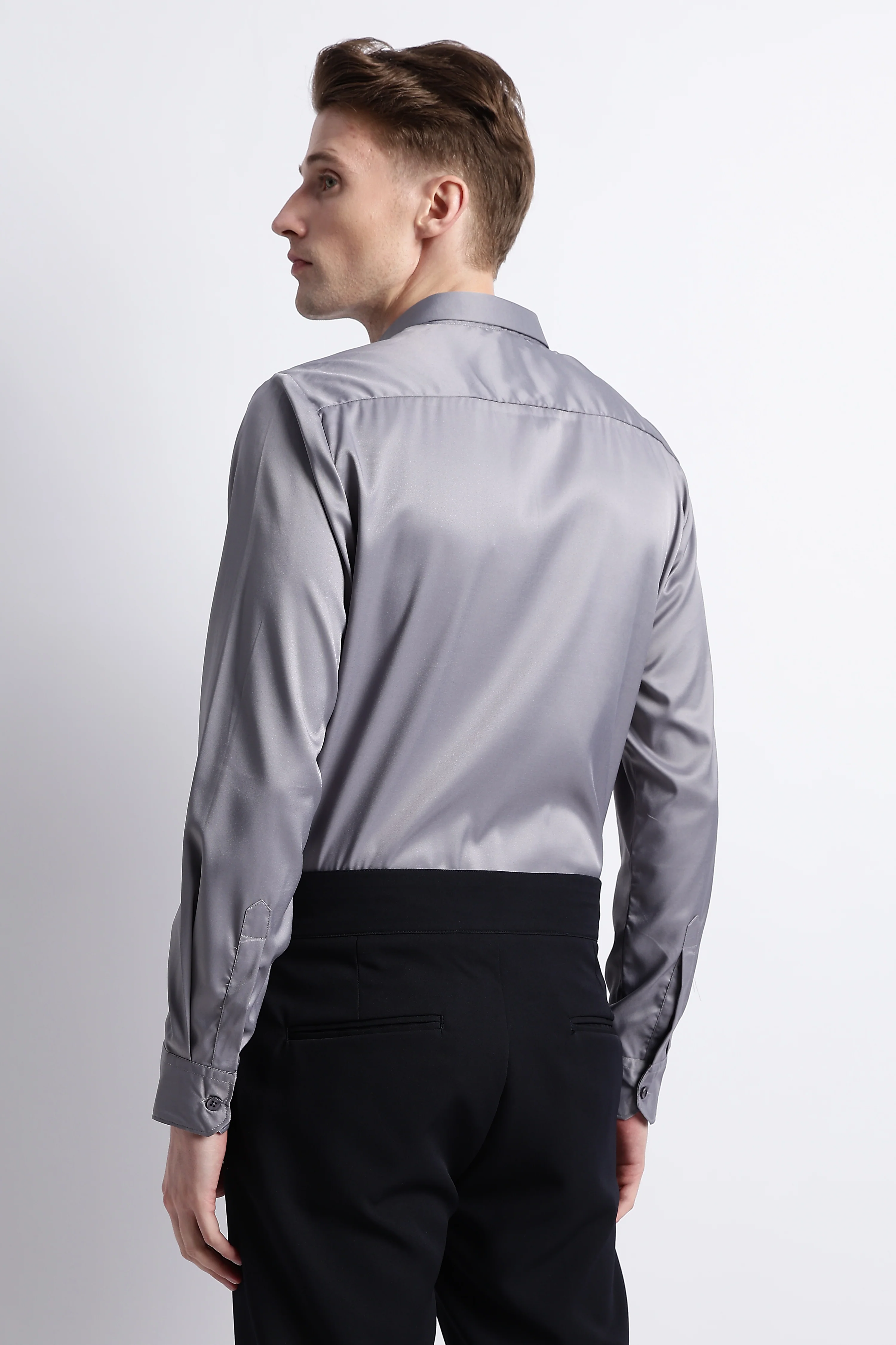 Men Smooth Satin Party Shirt - Image 9