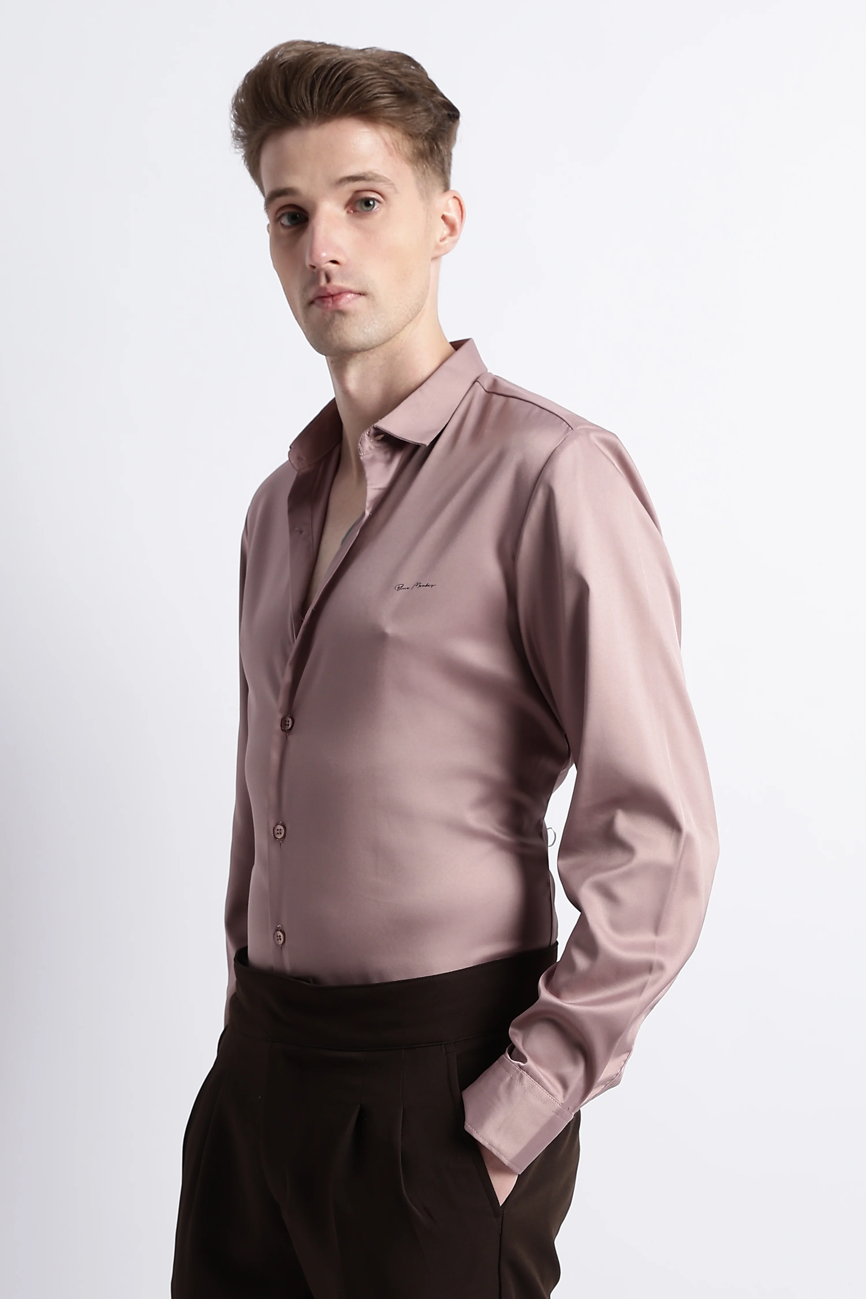 Men Smooth Satin Party Shirt - Image 2