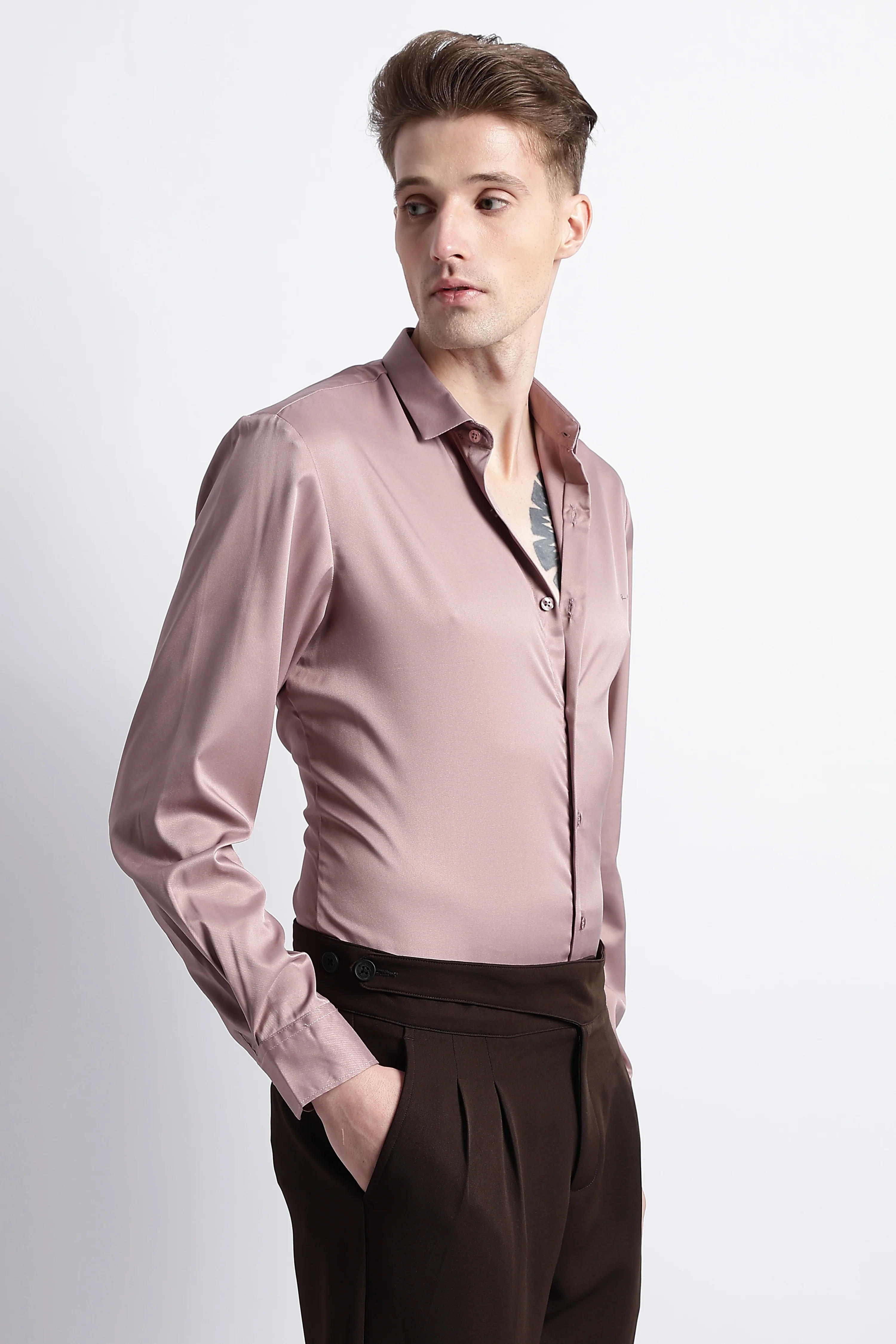 Men Smooth Satin Party Shirt - Image 3