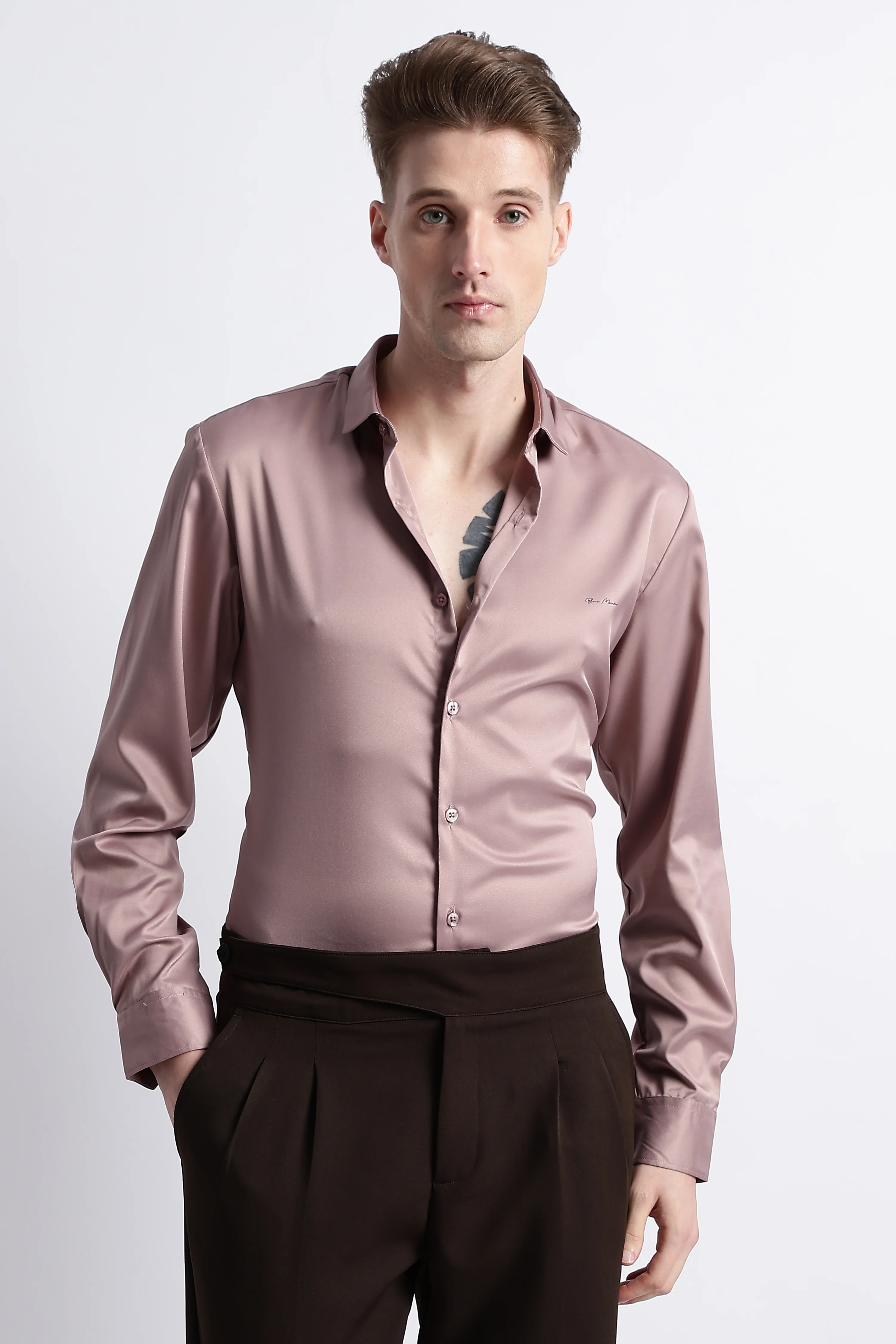 Men Smooth Satin Party Shirt - Image 9