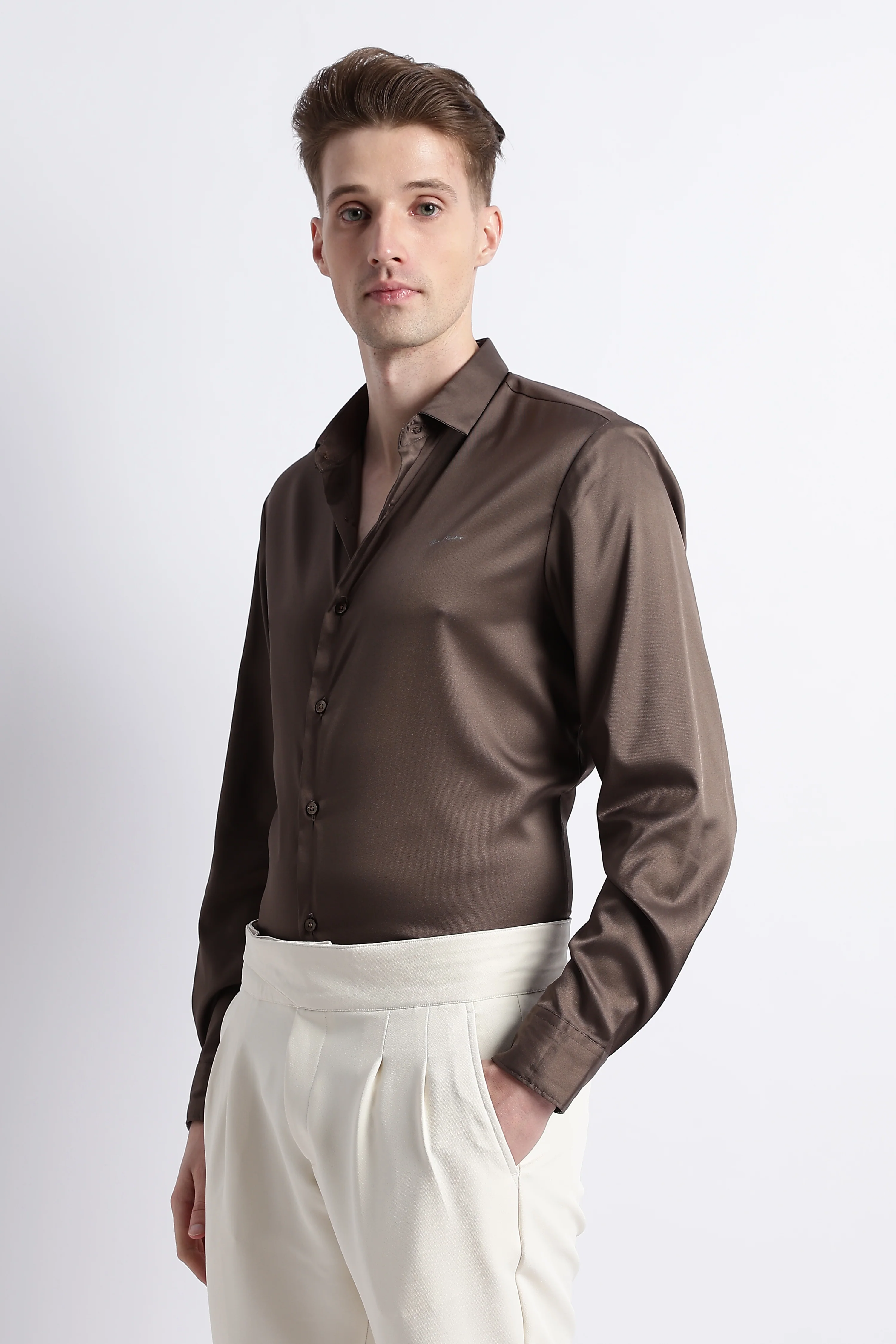 Men Smooth Satin Party Shirt - Image 6