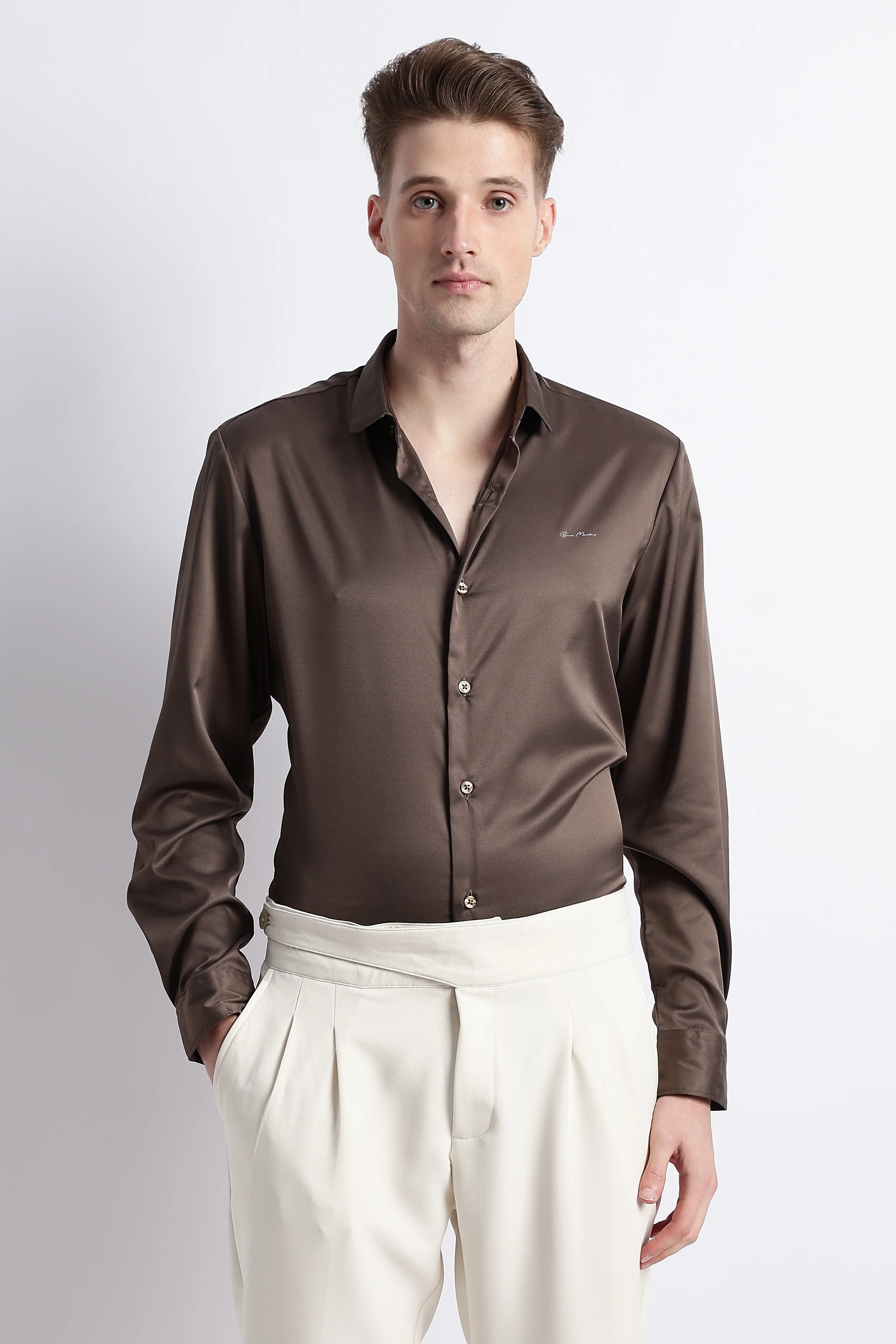 Men Smooth Satin Party Shirt - Image 8