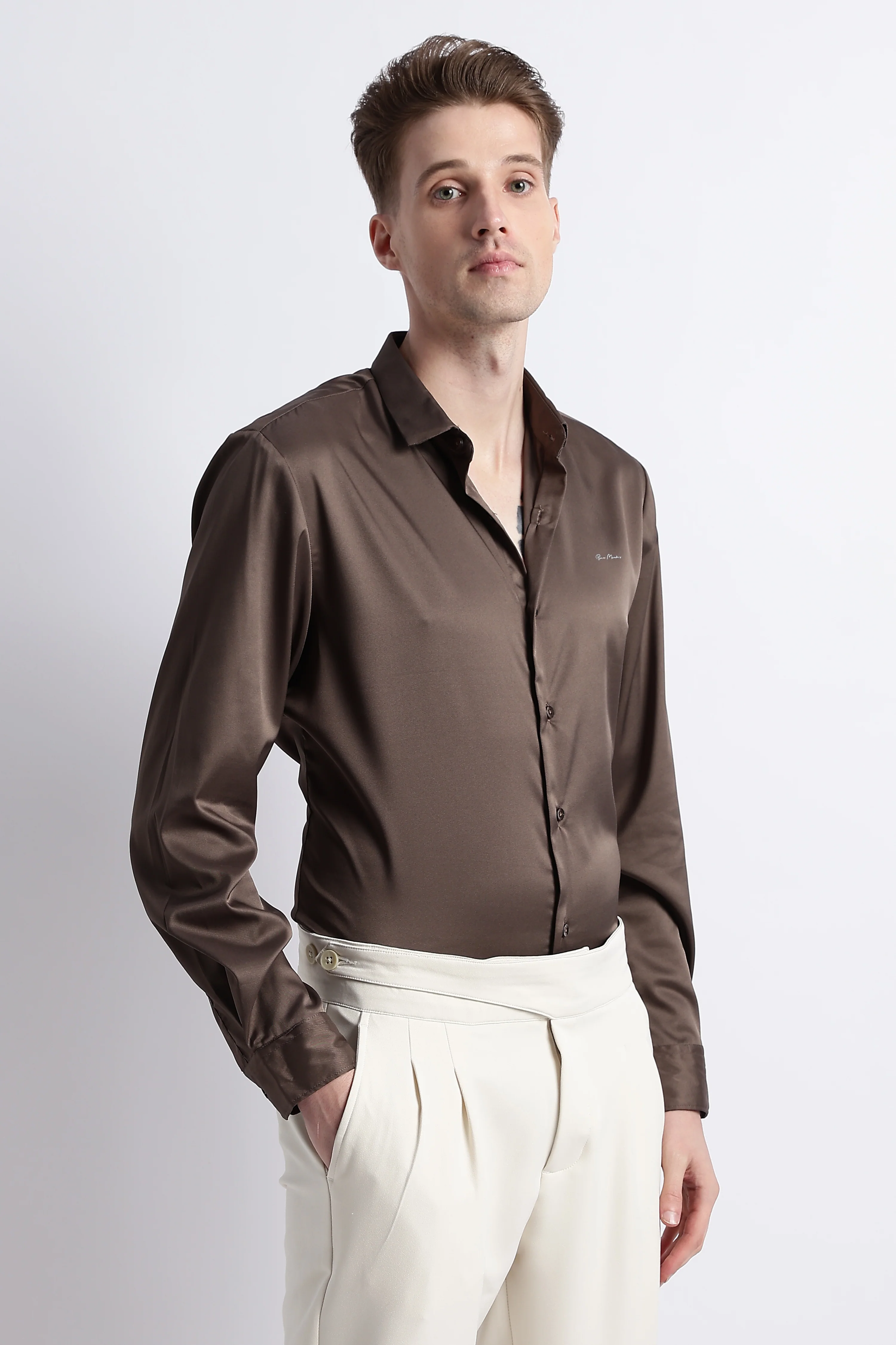 Men Smooth Satin Party Shirt - Image 9