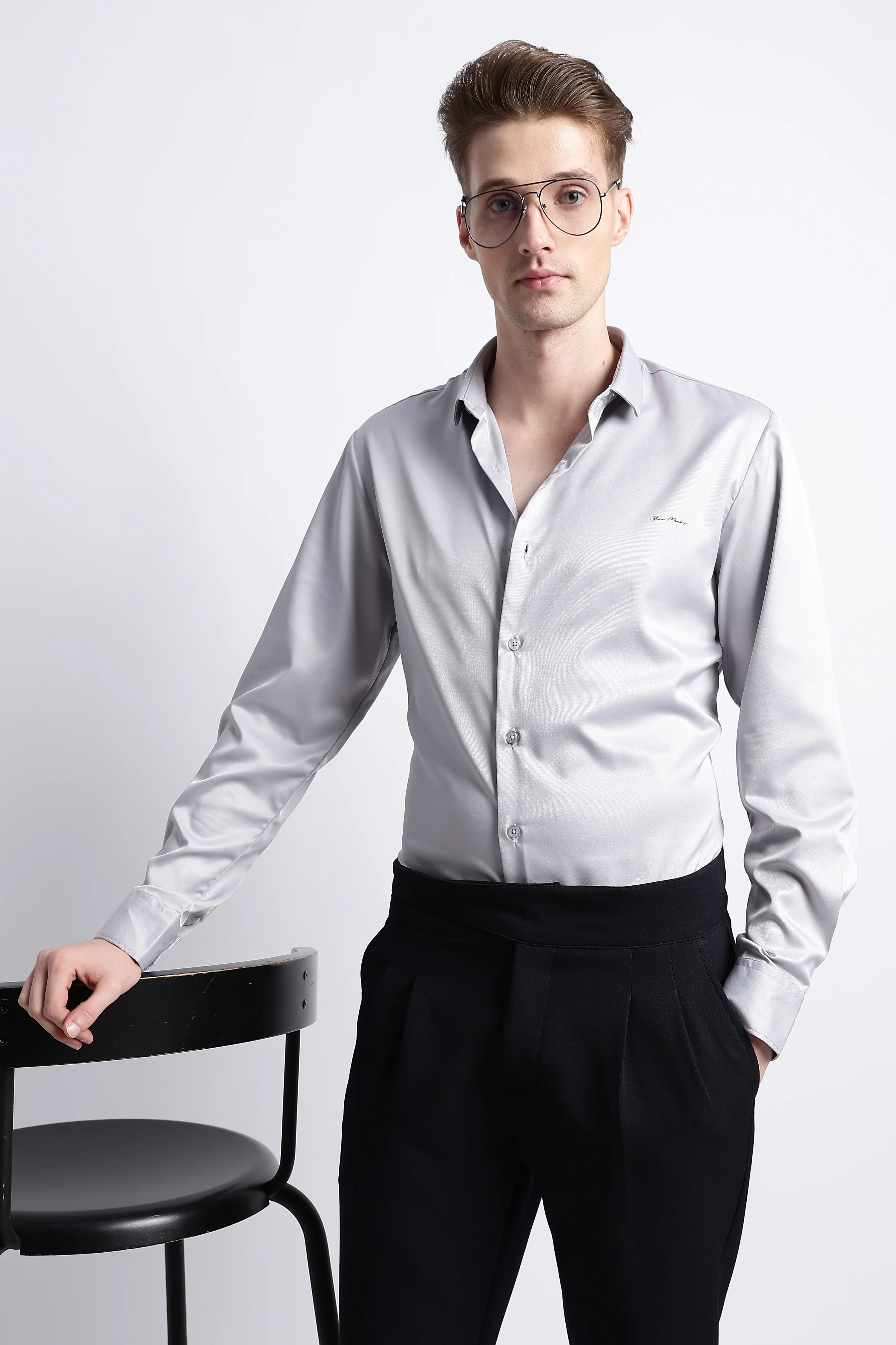 Men Smooth Satin Party Shirt - Image 3