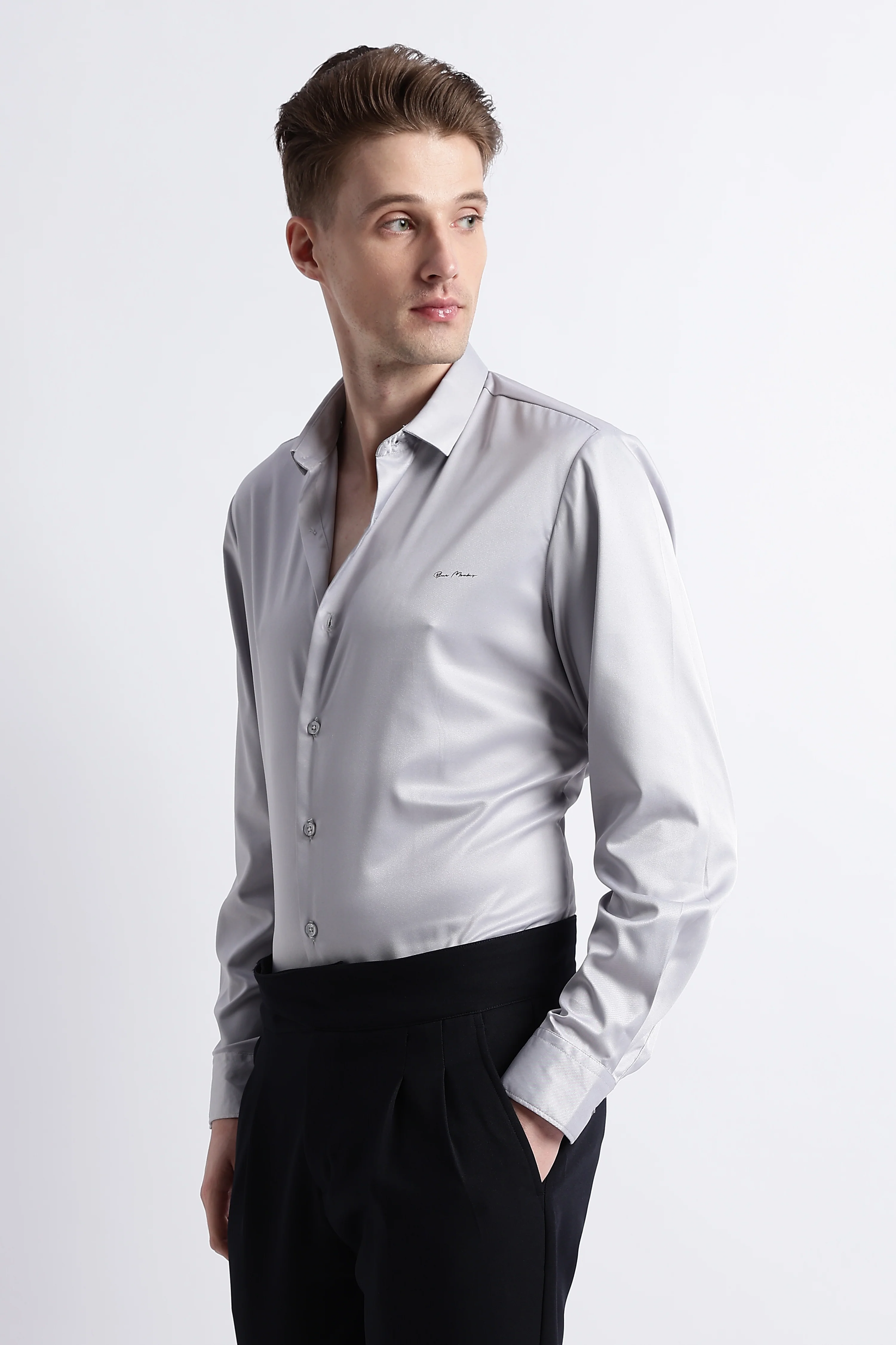 Men Smooth Satin Party Shirt - Image 5