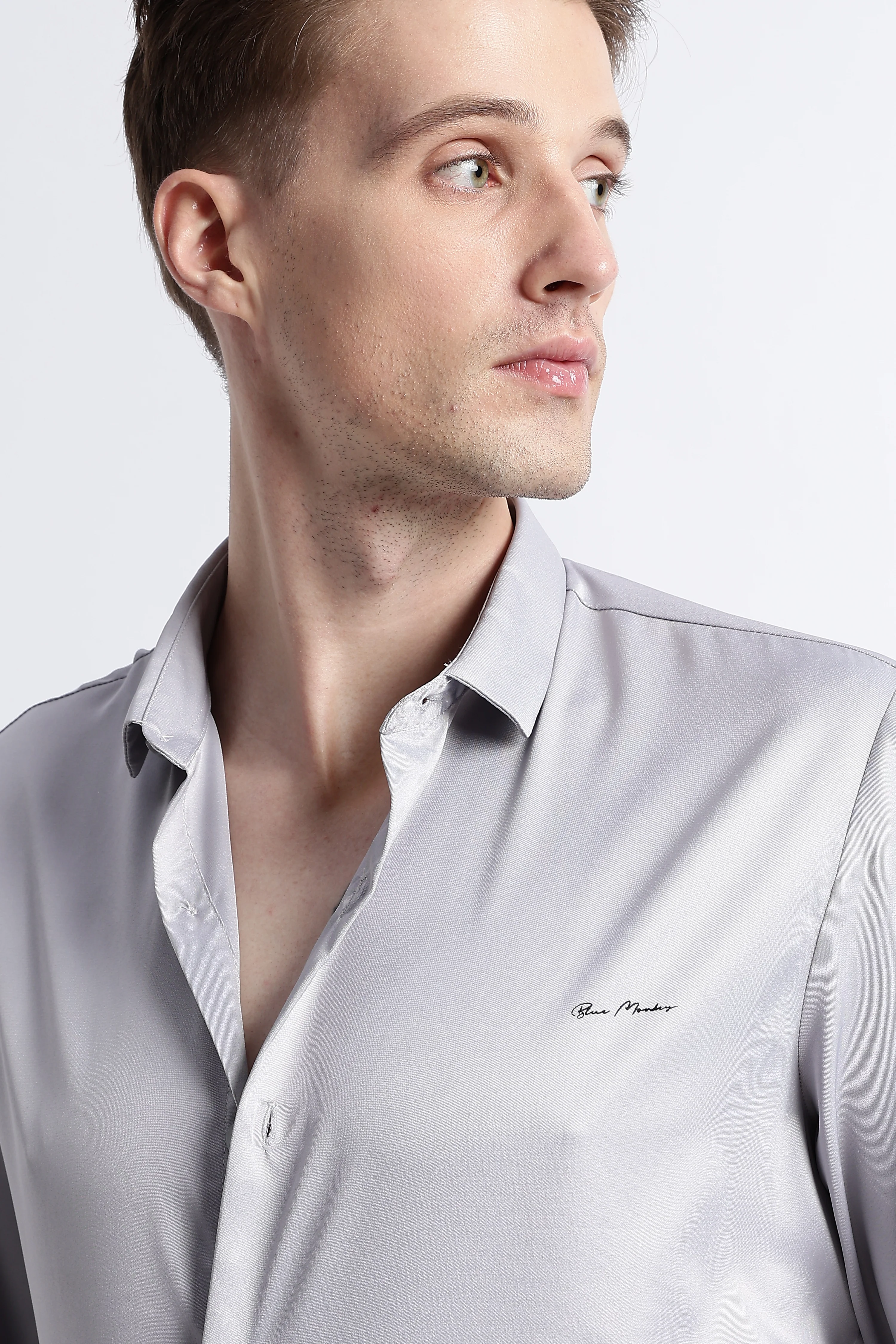 Men Smooth Satin Party Shirt - Image 6