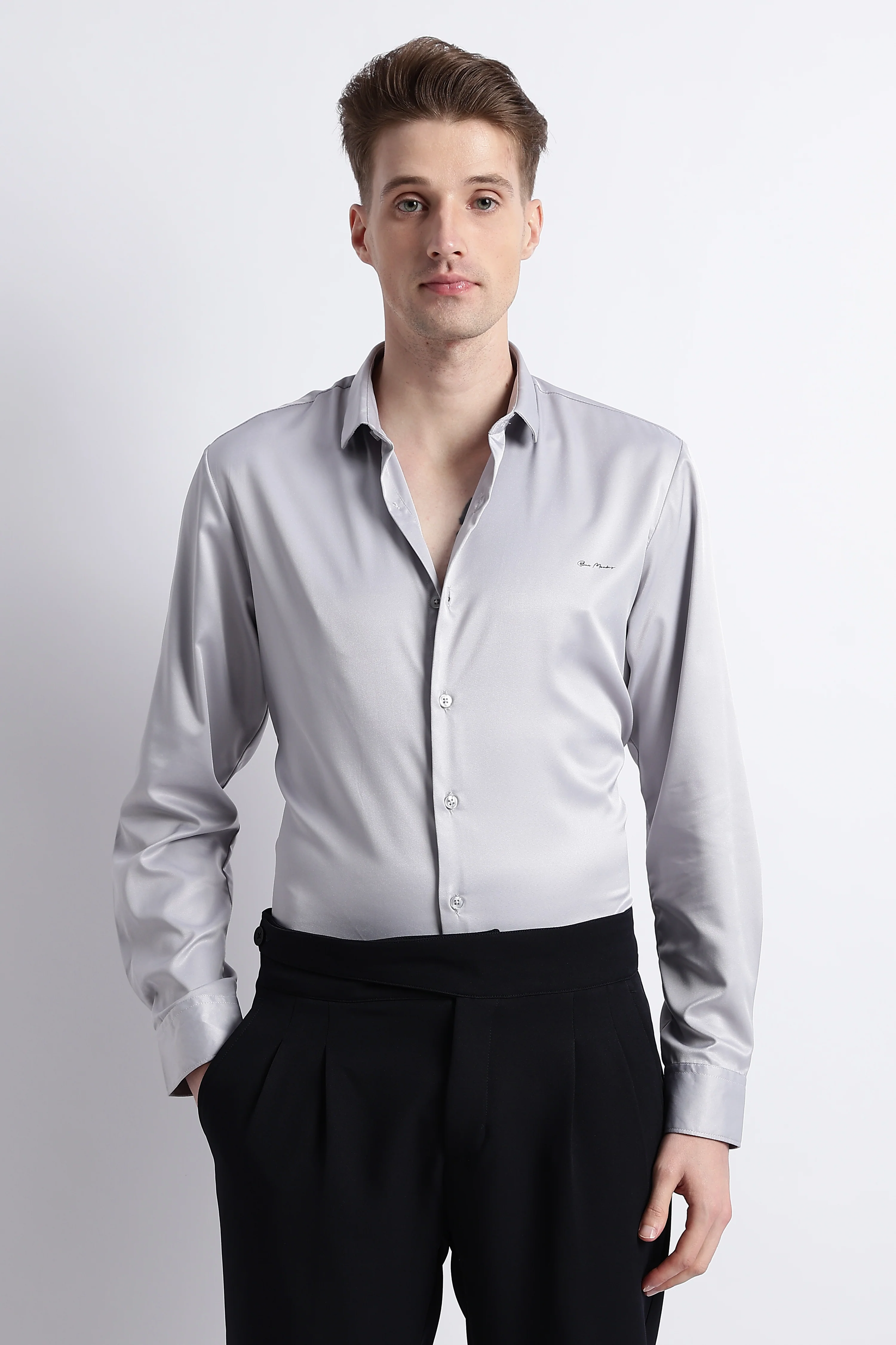 Men Smooth Satin Party Shirt - Image 7