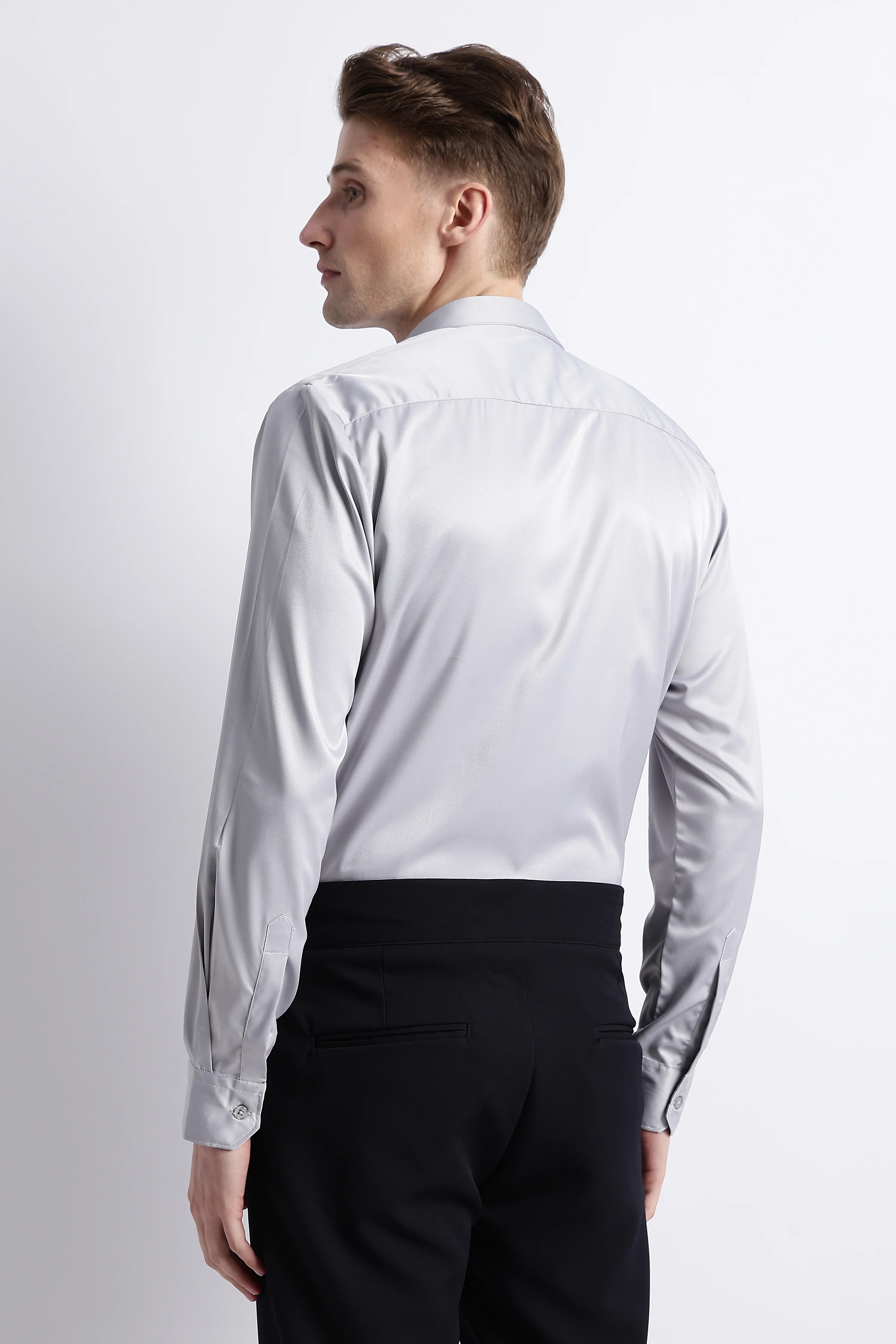 Men Smooth Satin Party Shirt - Image 8