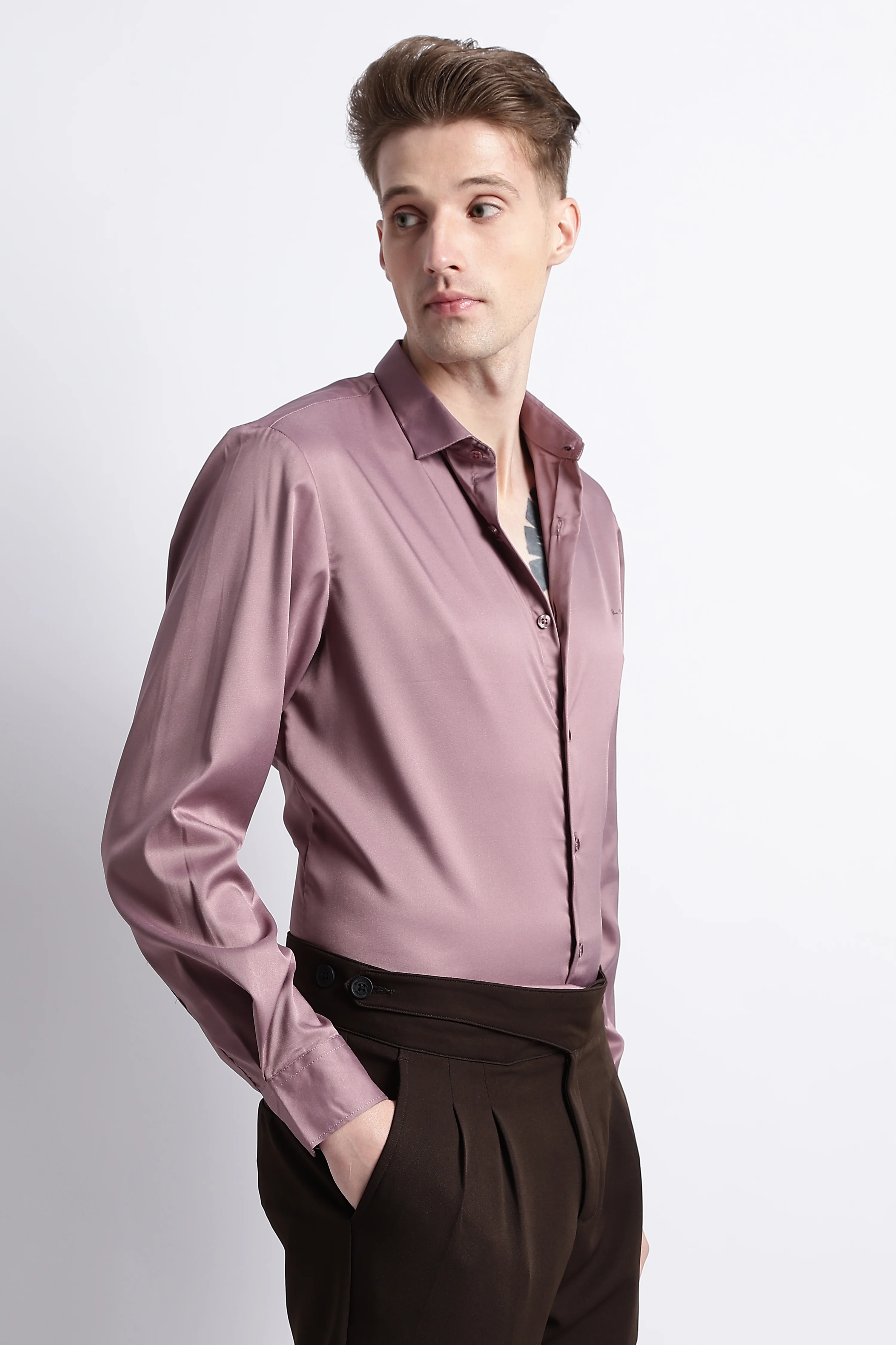 Men Smooth Satin Party Shirt - Image 5