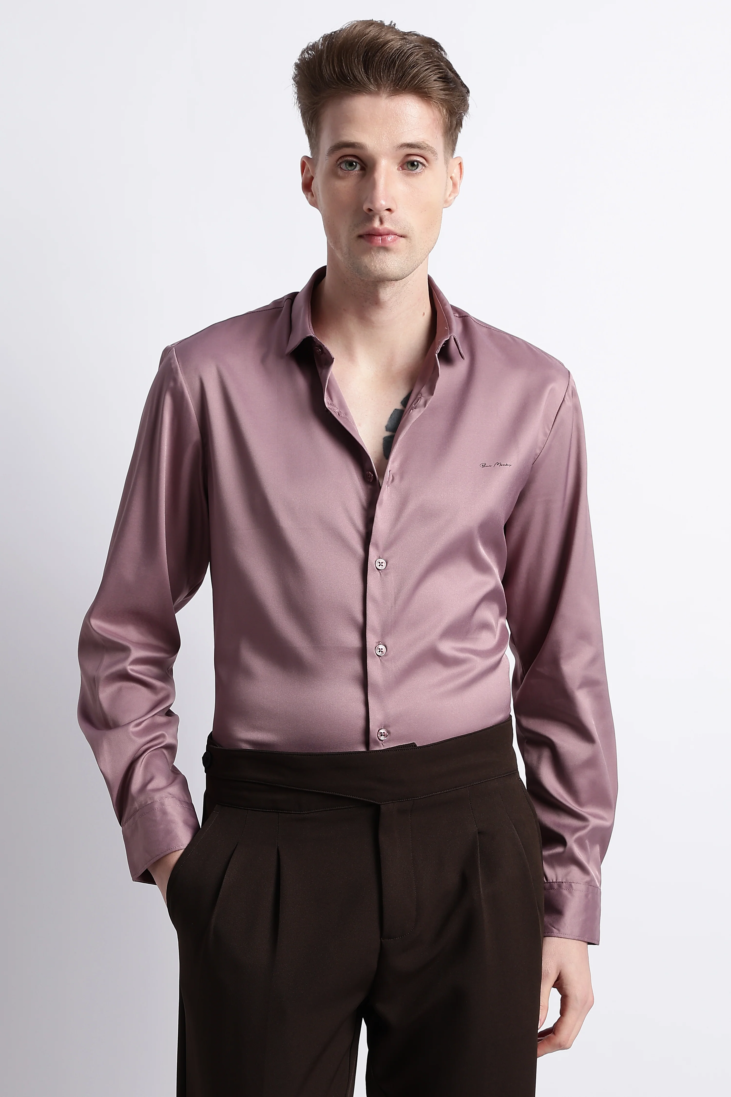 Men Smooth Satin Party Shirt - Image 6