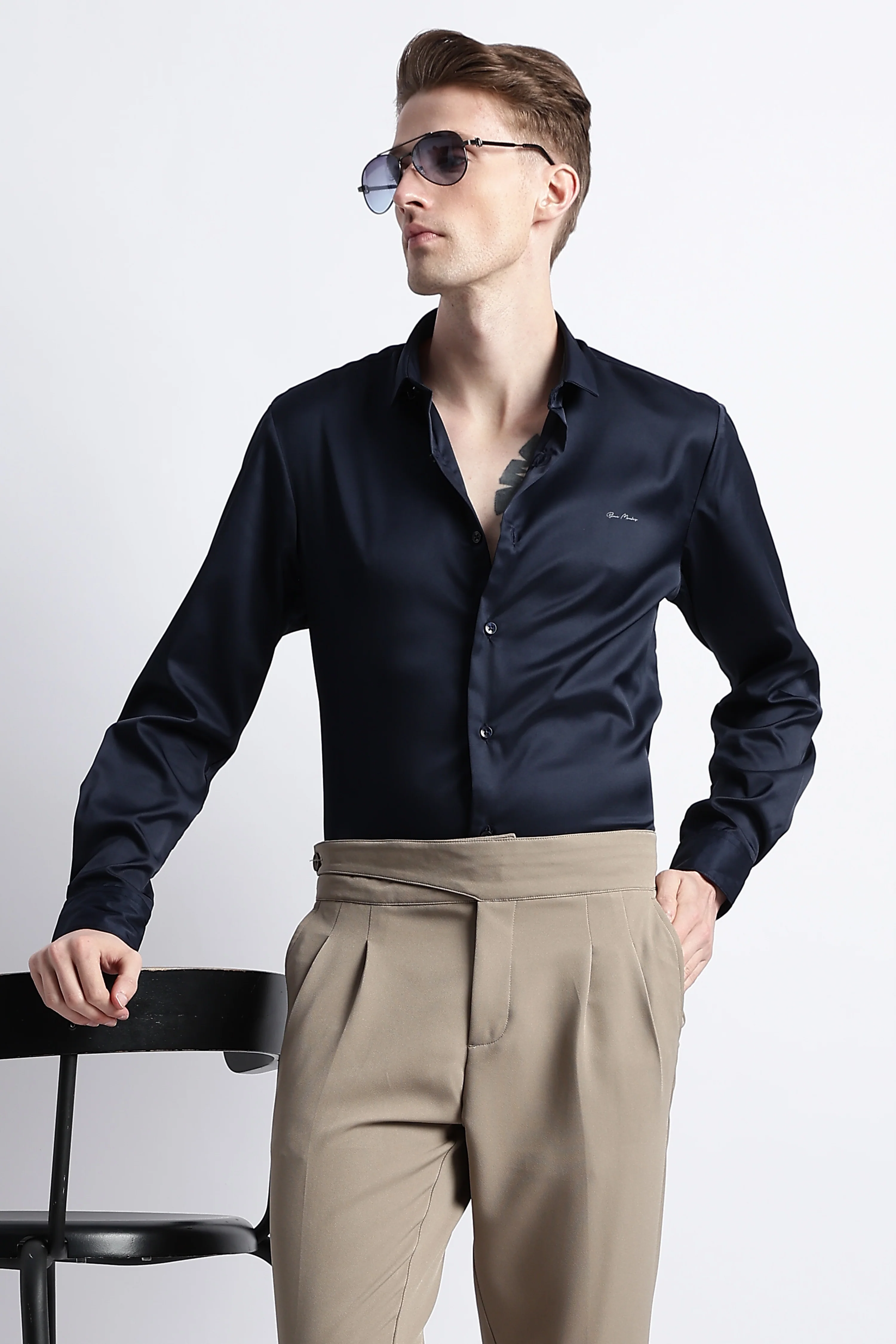 Men Smooth Satin Party Shirt - Image 2