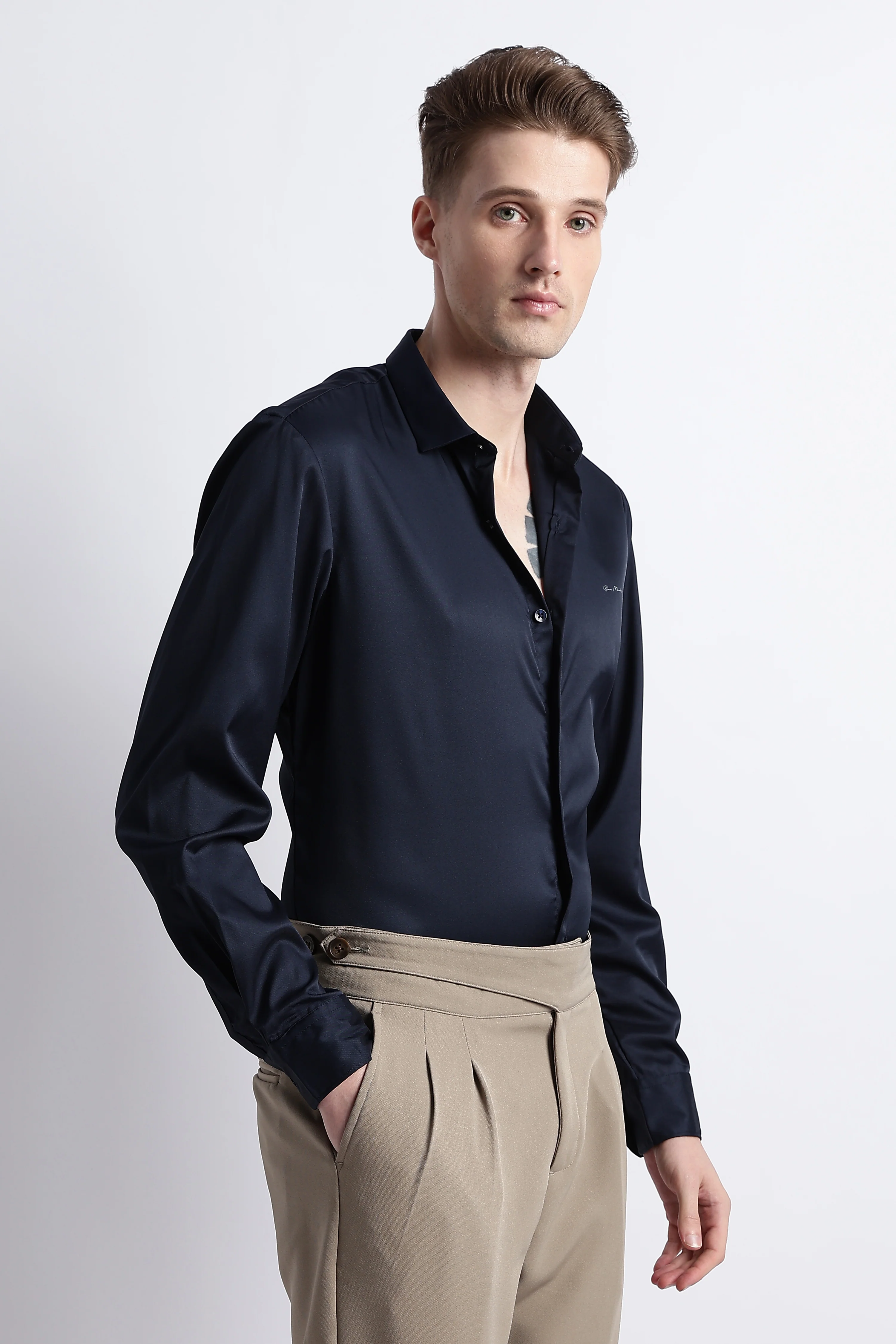 Men Smooth Satin Party Shirt - Image 8
