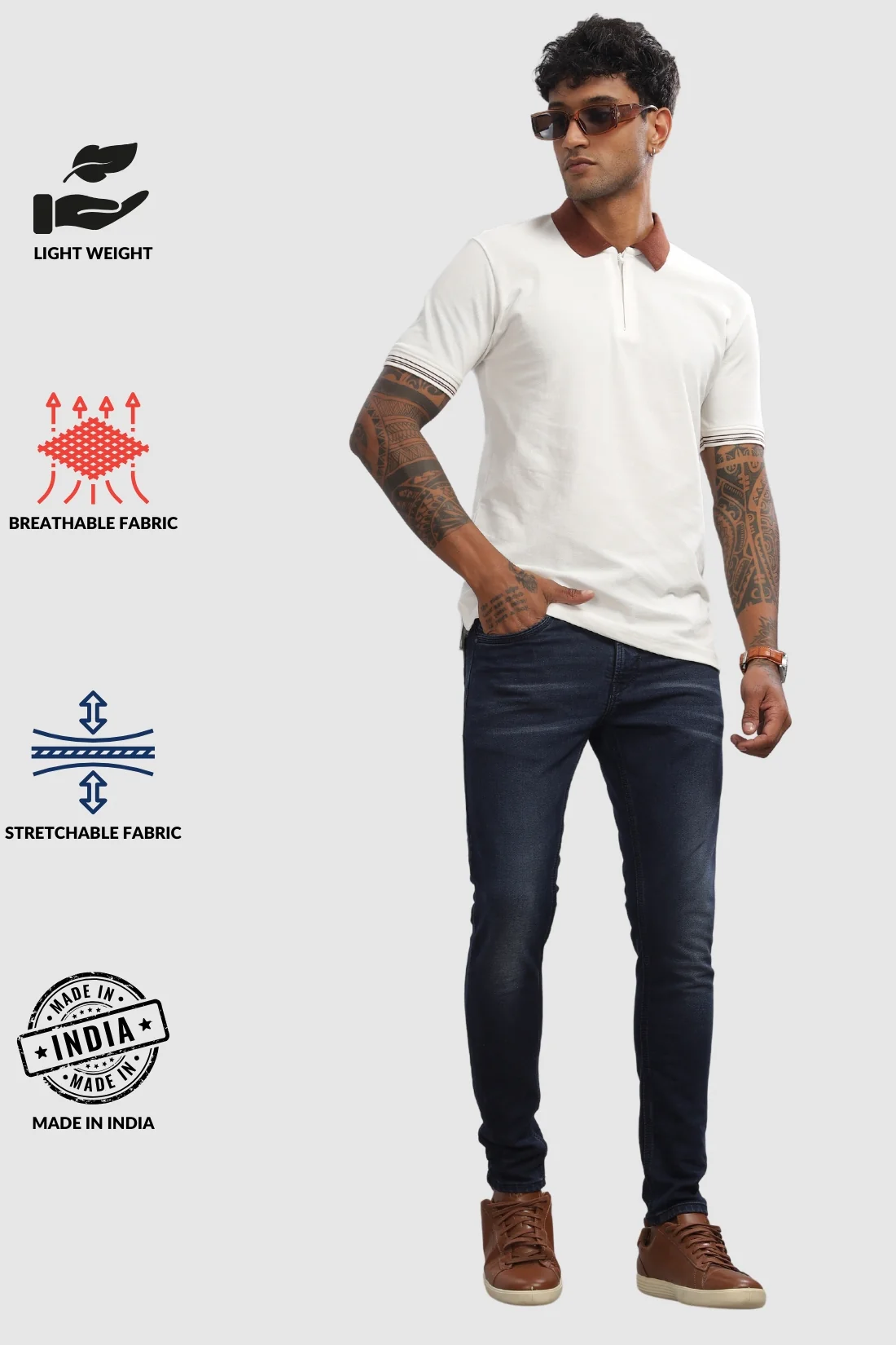 Men Snow White Regular Fit Polo T-Shirt - Image 5