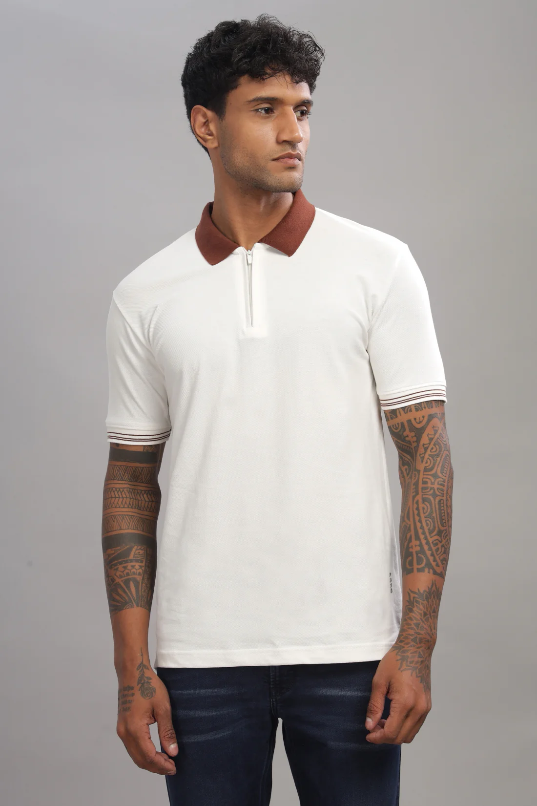 Men Snow White Regular Fit Polo T-Shirt - Image 6