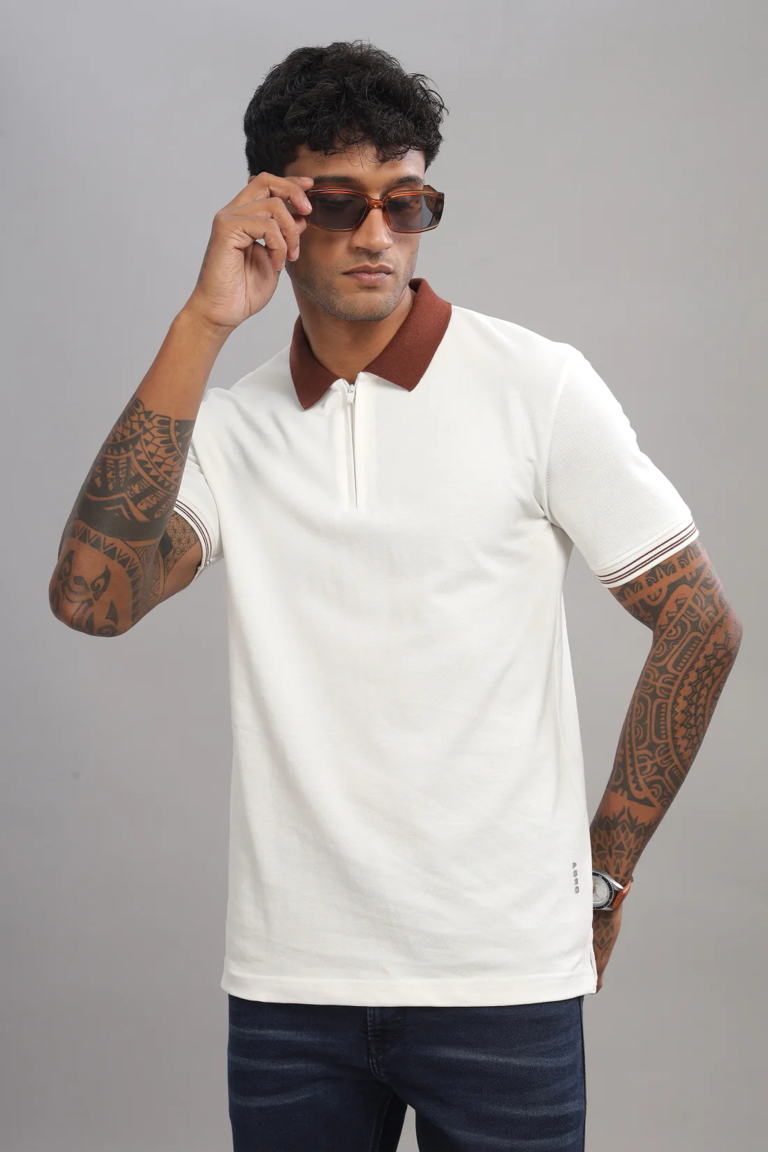 Men Snow White Regular Fit Polo T-Shirt - Image 7