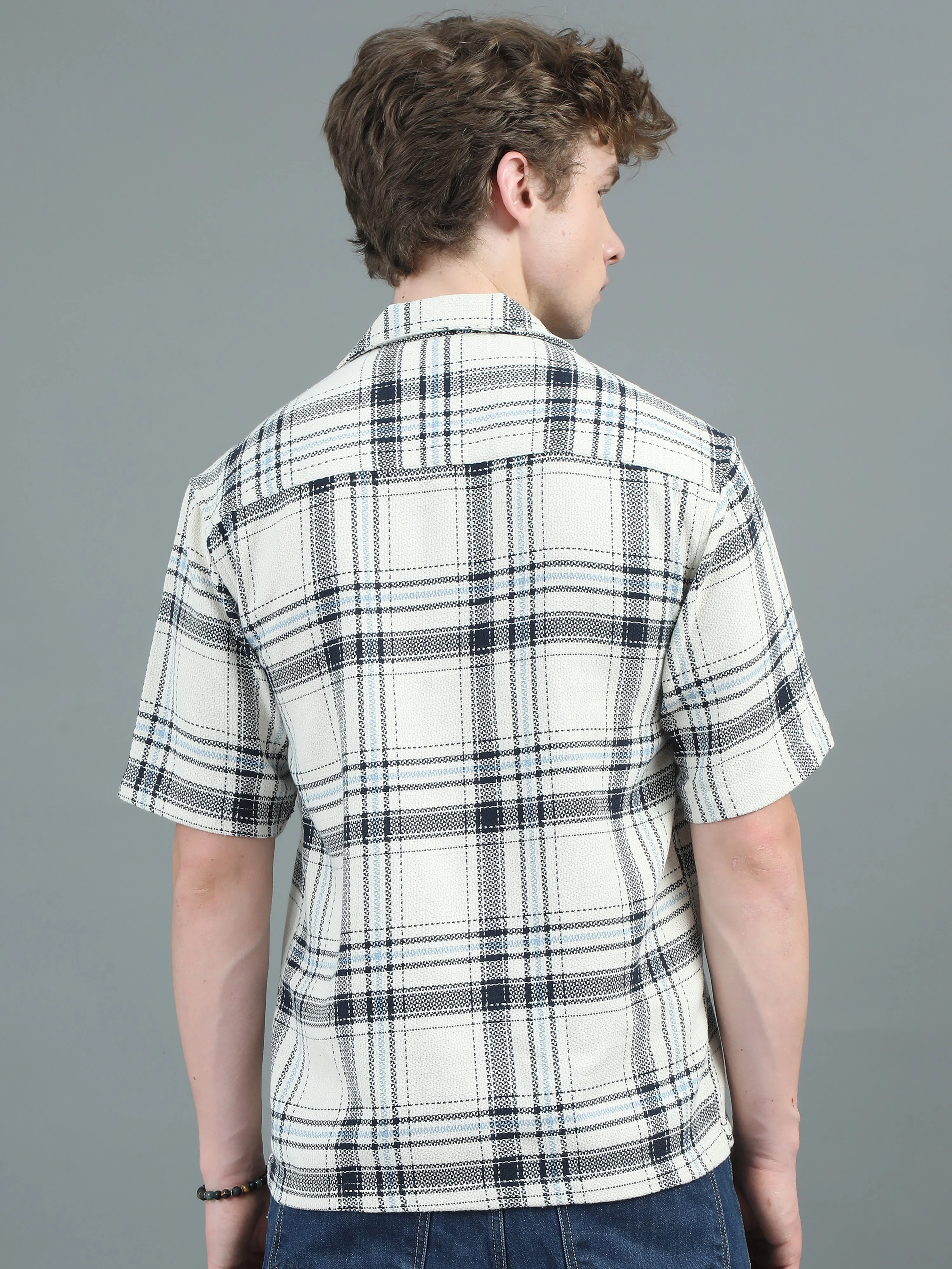 Men Solace Cream Checks Relaxed Shirt - Image 2