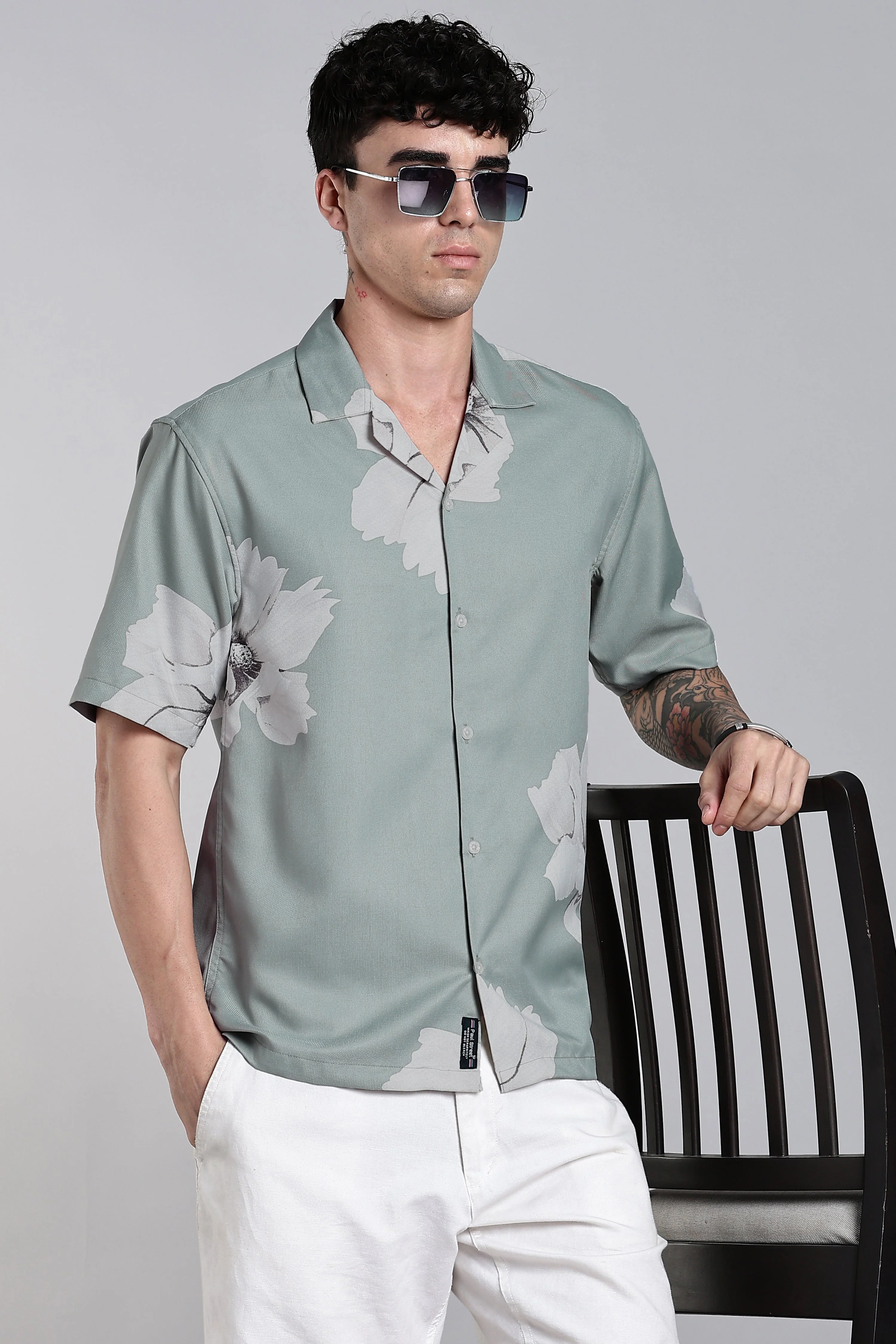 Men Solano Green Floral Shirt - Image 3