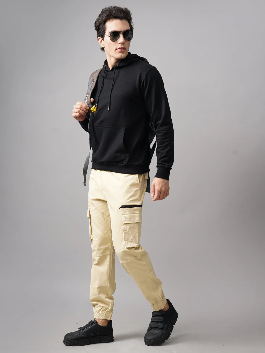 Men Solid Black Hoodie - Image 6