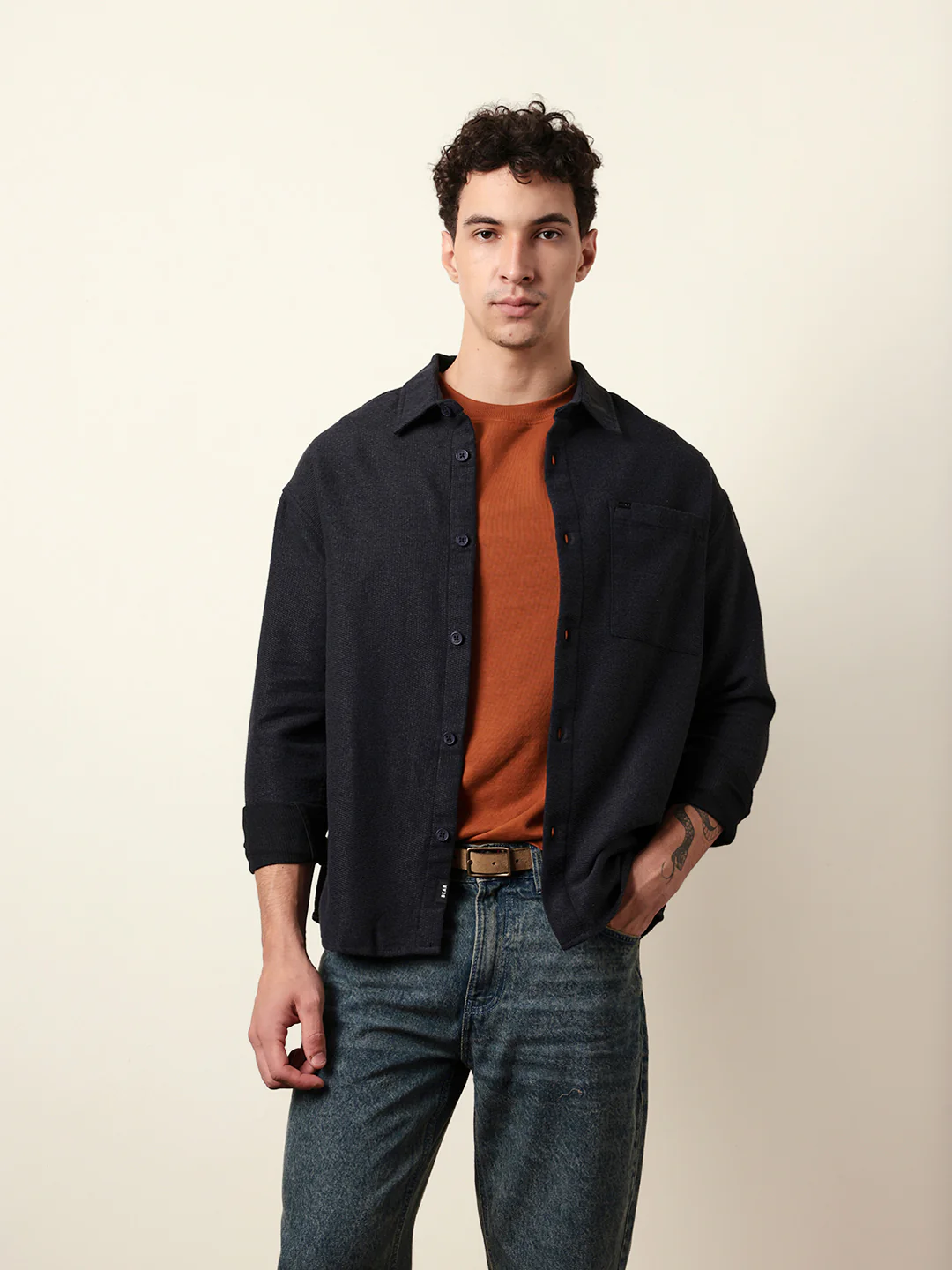 Men Solid Casual Full-Sleeve Shirt - Image 3