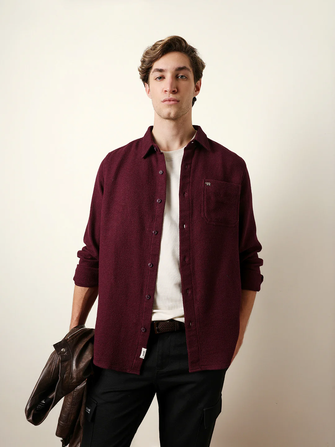 Men Solid Casual Full-Sleeve Shirt