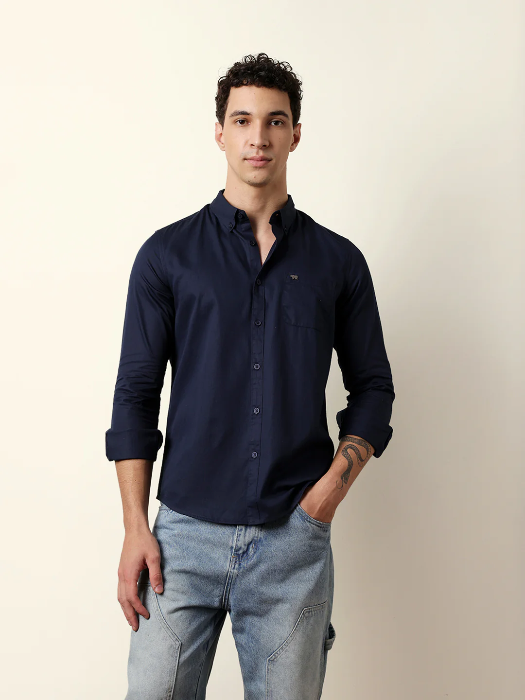 Men Solid Casual Full-Sleeve Shirt - Image 3