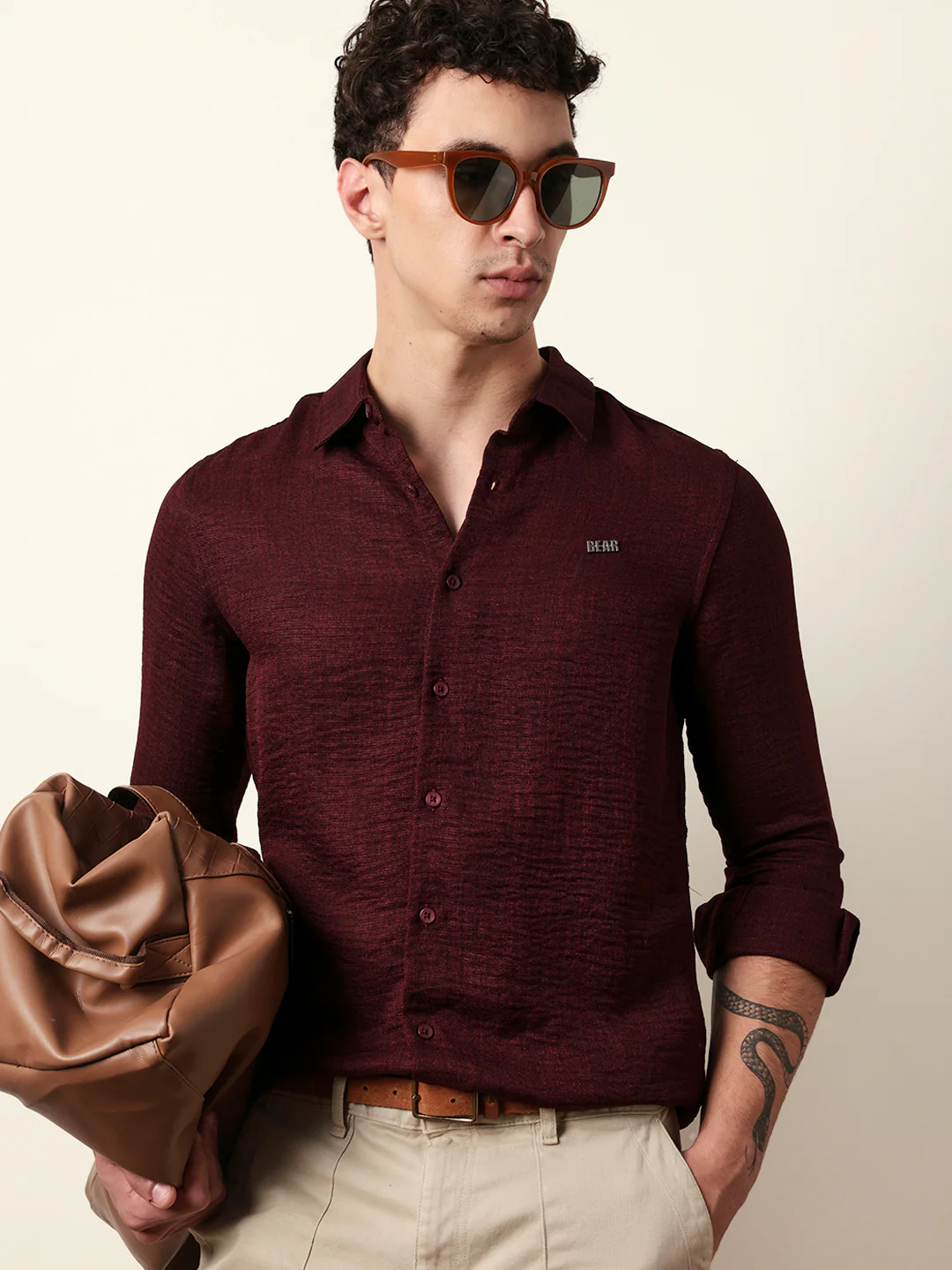 Men Solid Casual Full-Sleeve Shirt - Image 2
