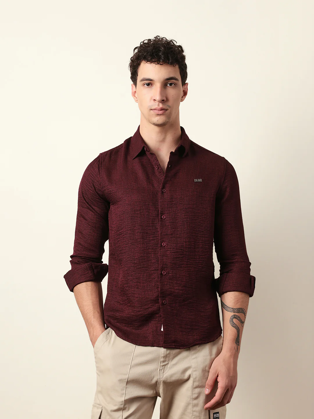 Men Solid Casual Full-Sleeve Shirt - Image 3