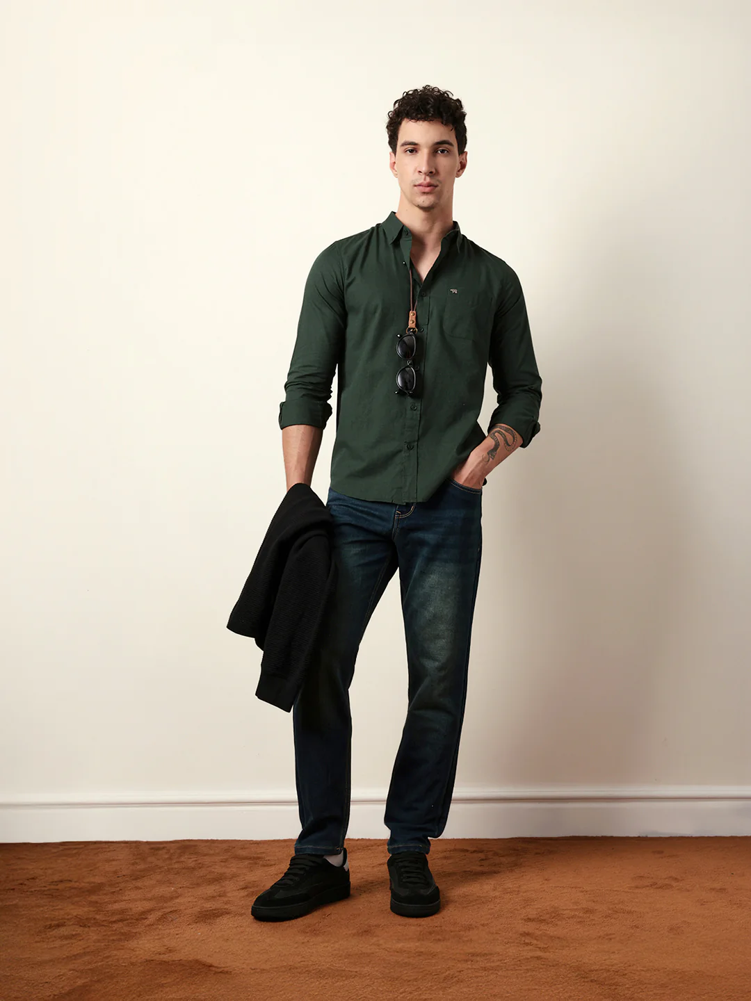 Men Solid Casual Full-Sleeve Shirt - Image 2