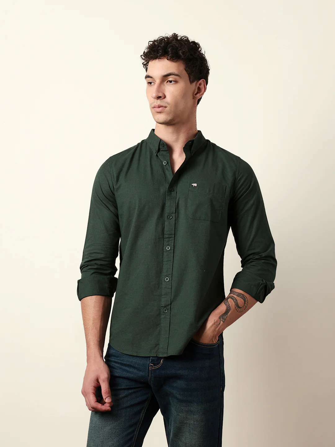 Men Solid Casual Full-Sleeve Shirt - Image 3