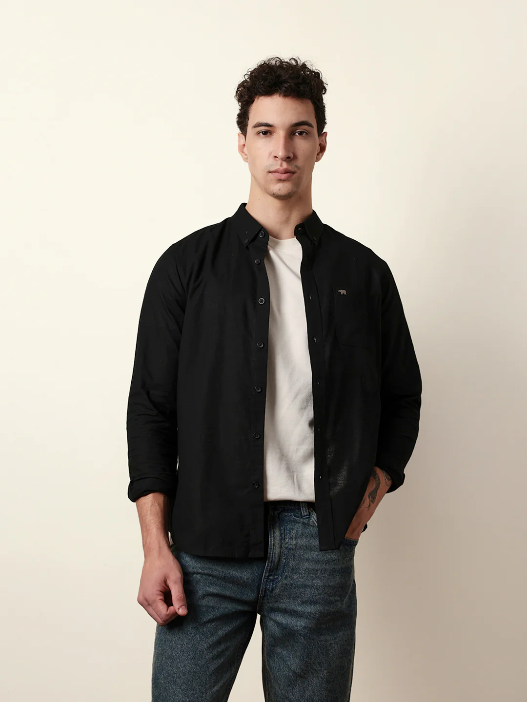 Men Solid Casual Full-Sleeve Shirt - Image 3
