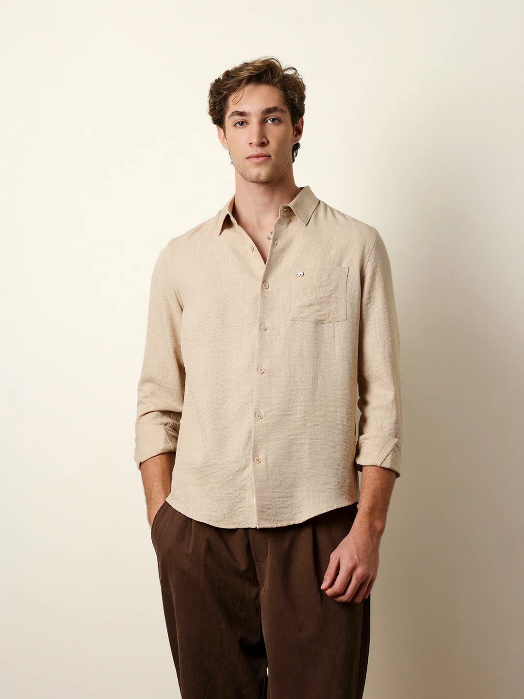 Men Solid Casual Full-Sleeve Shirt - Image 2
