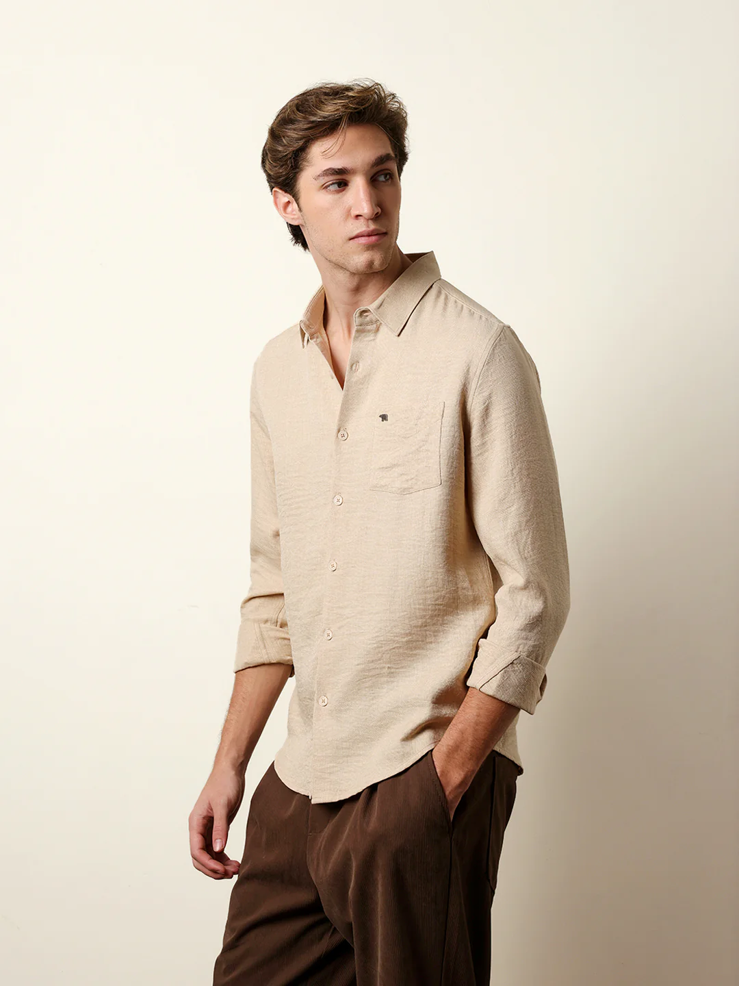 Men Solid Casual Full-Sleeve Shirt - Image 3
