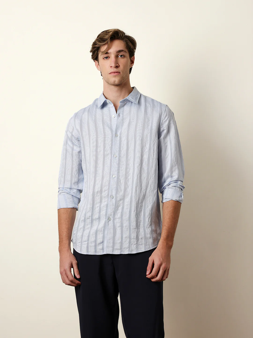 Men Solid Casual Full-Sleeve Shirt - Image 3